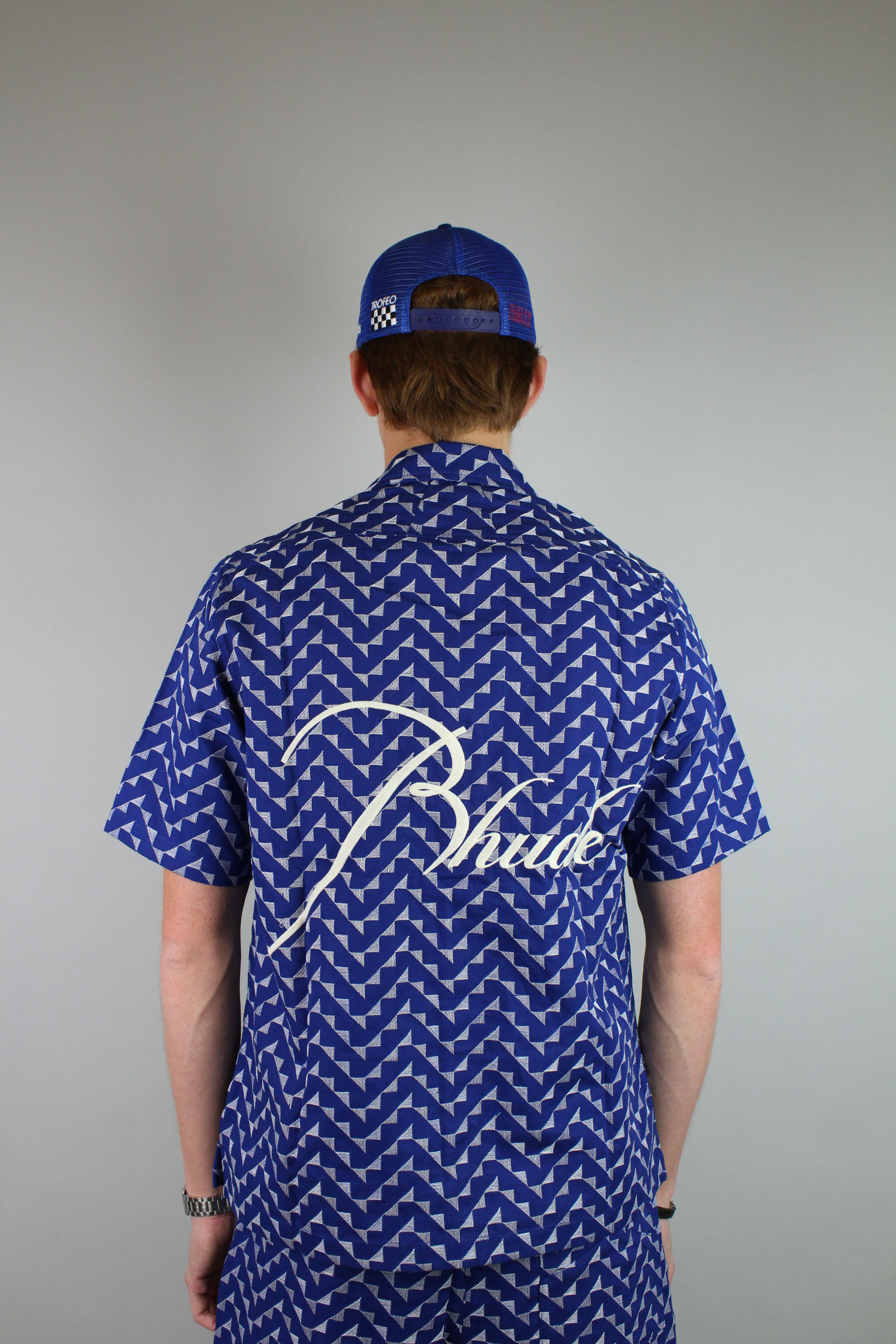 Rhude Logo Beachfront Shirt 'Navy'-9348698341706-The Attic