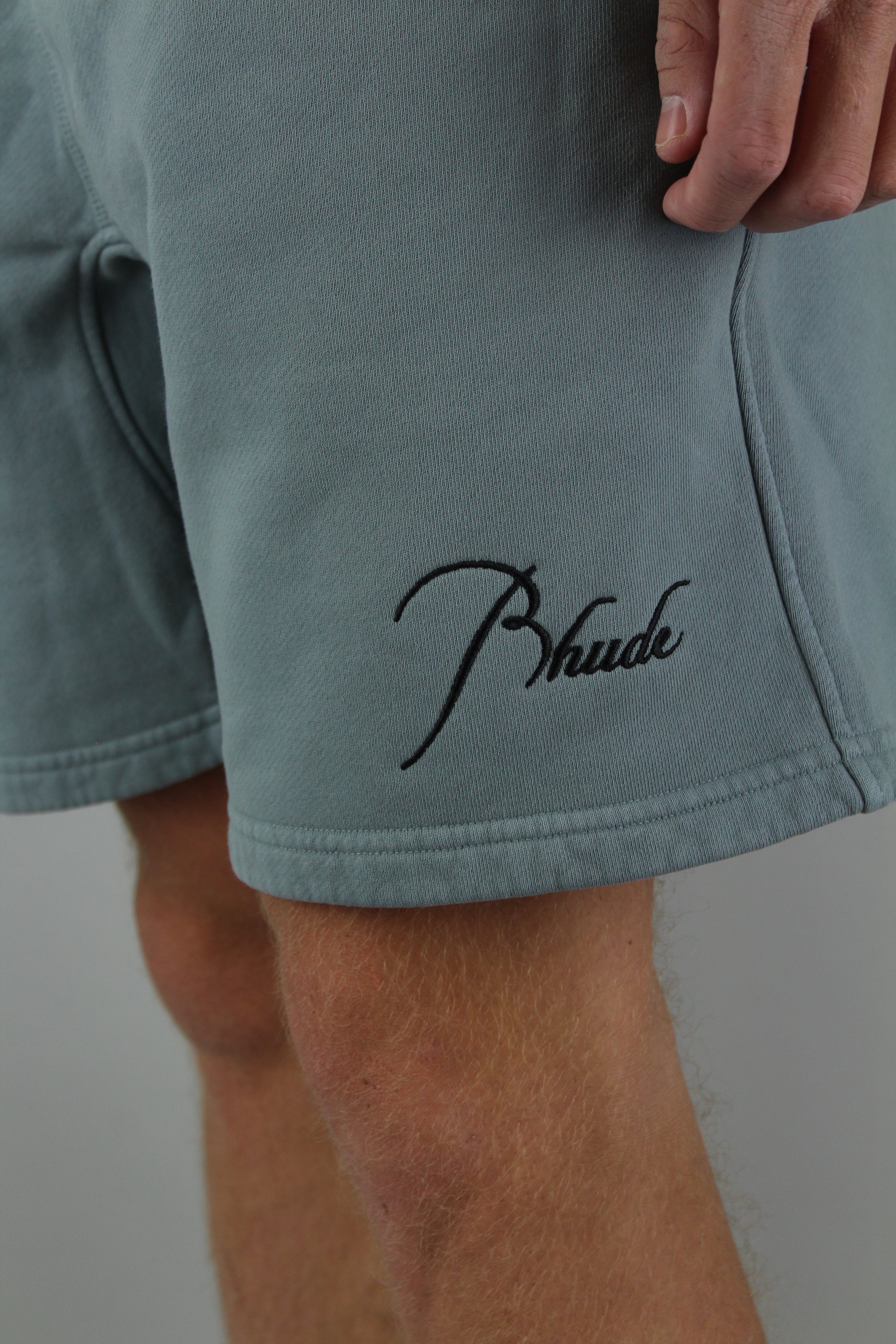 Rhude Logo Sweat Shorts 'Sage'-9464094556490-The Attic