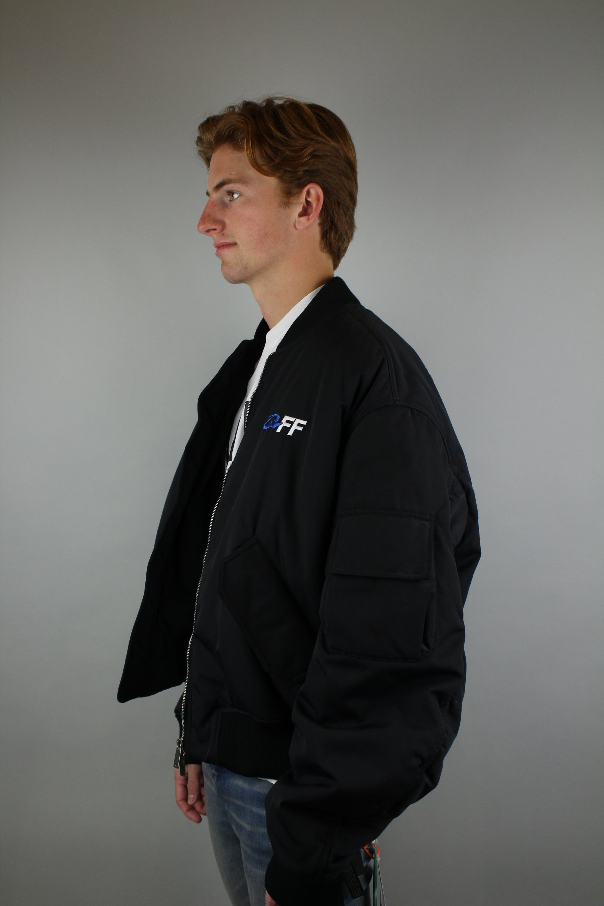 Off-White ブラック ジャンパー □Off-White□ College Satin Souvenir Jacket Black OMEH05AF24 (Off