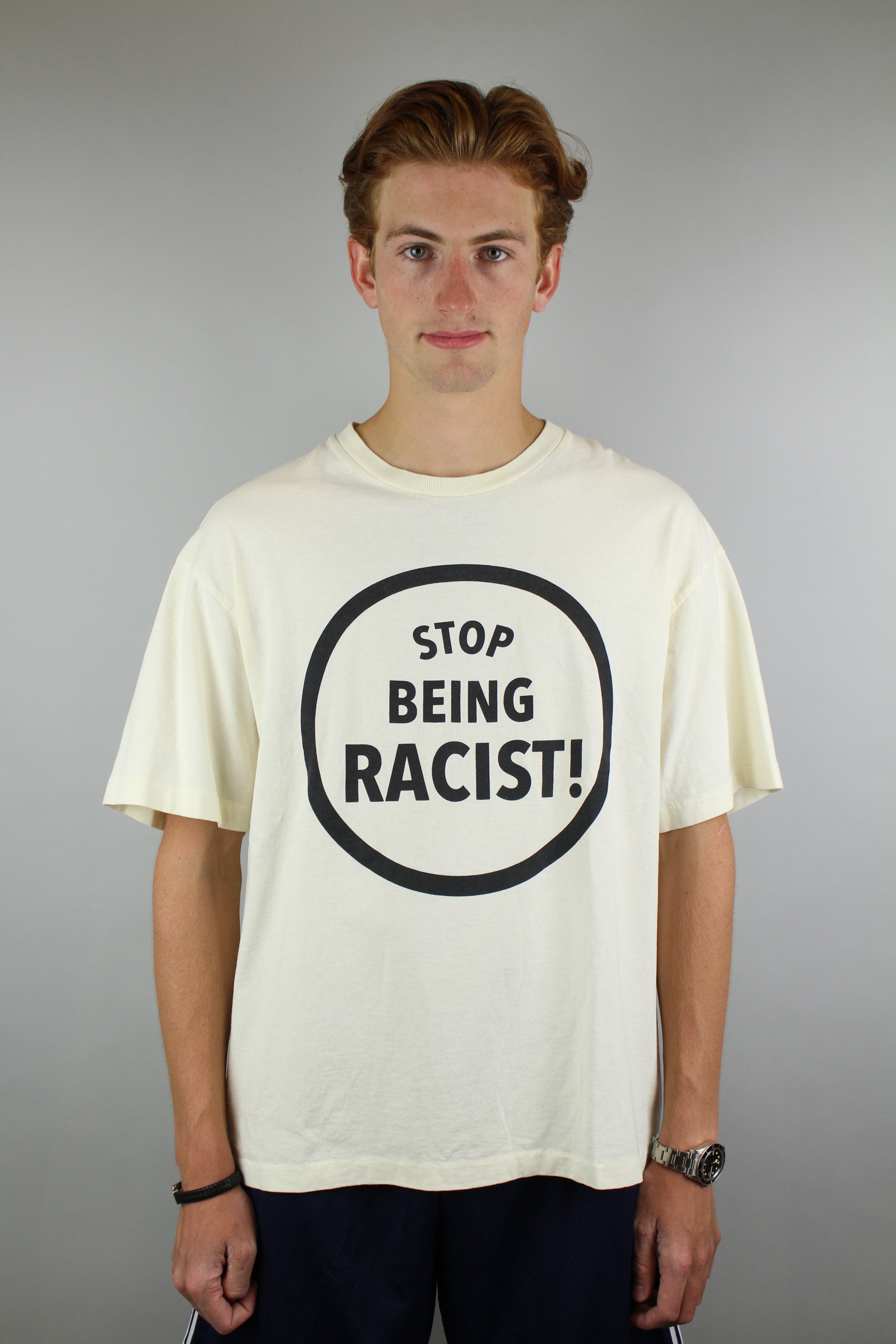 Gallery Dept. Stop Being Racist T-shirt 'Cream'-9466175914314-The Attic