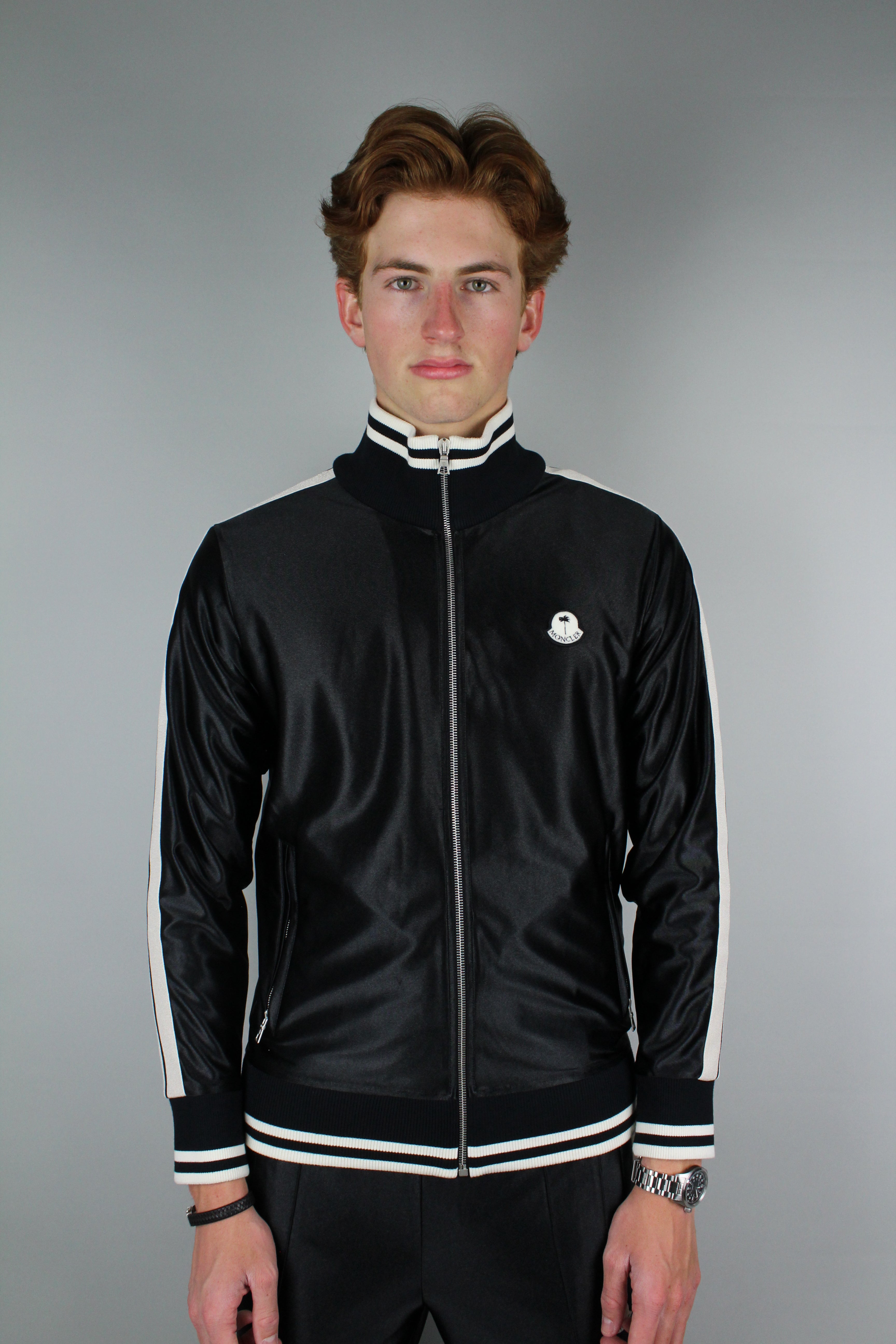 Moncler X Palm Angels Shiny Track Jacket 'Black'-8481734033738-The Attic