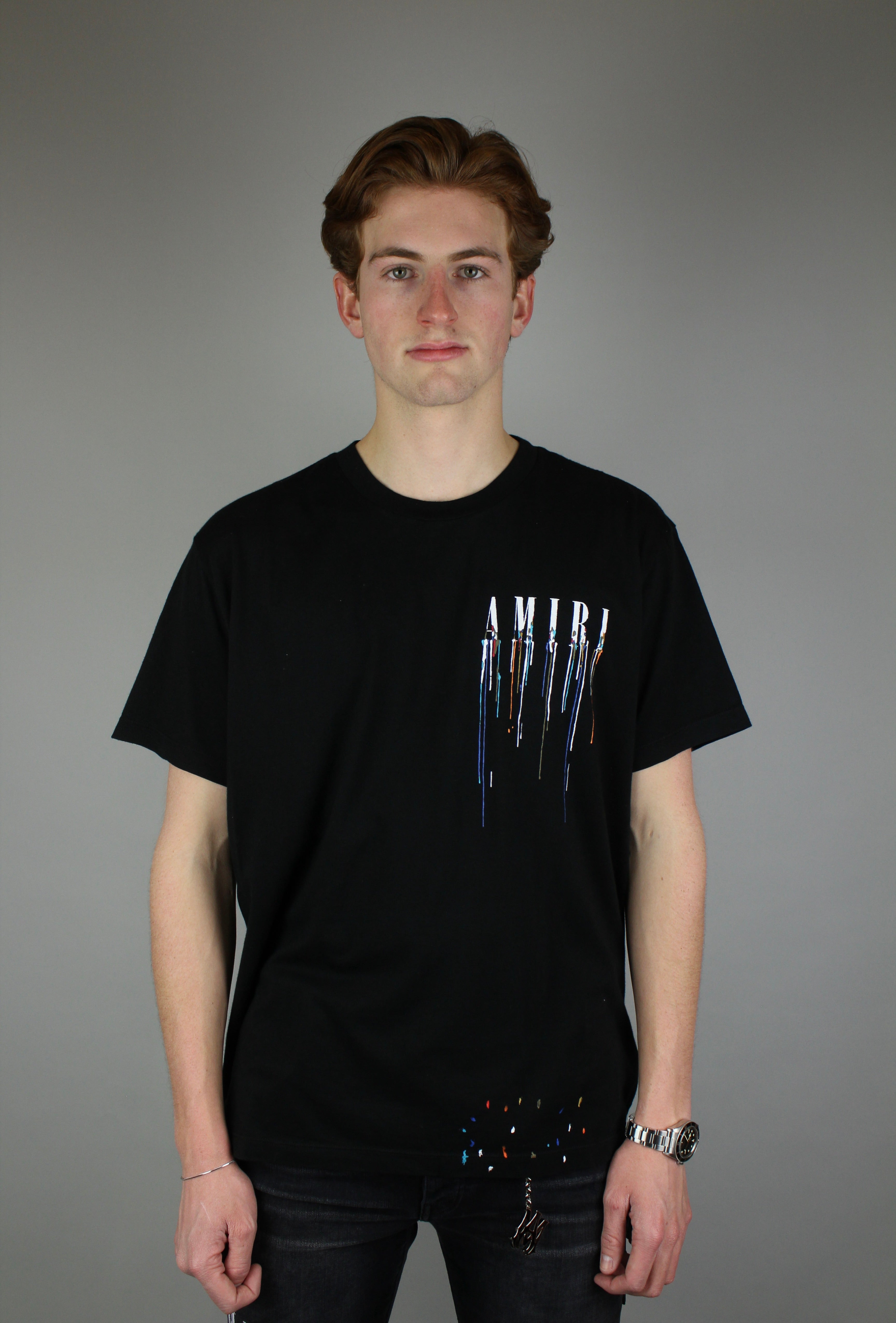 Amiri Paint Drip Core Logo T-shirt 'Black'-9643393712458-The Attic