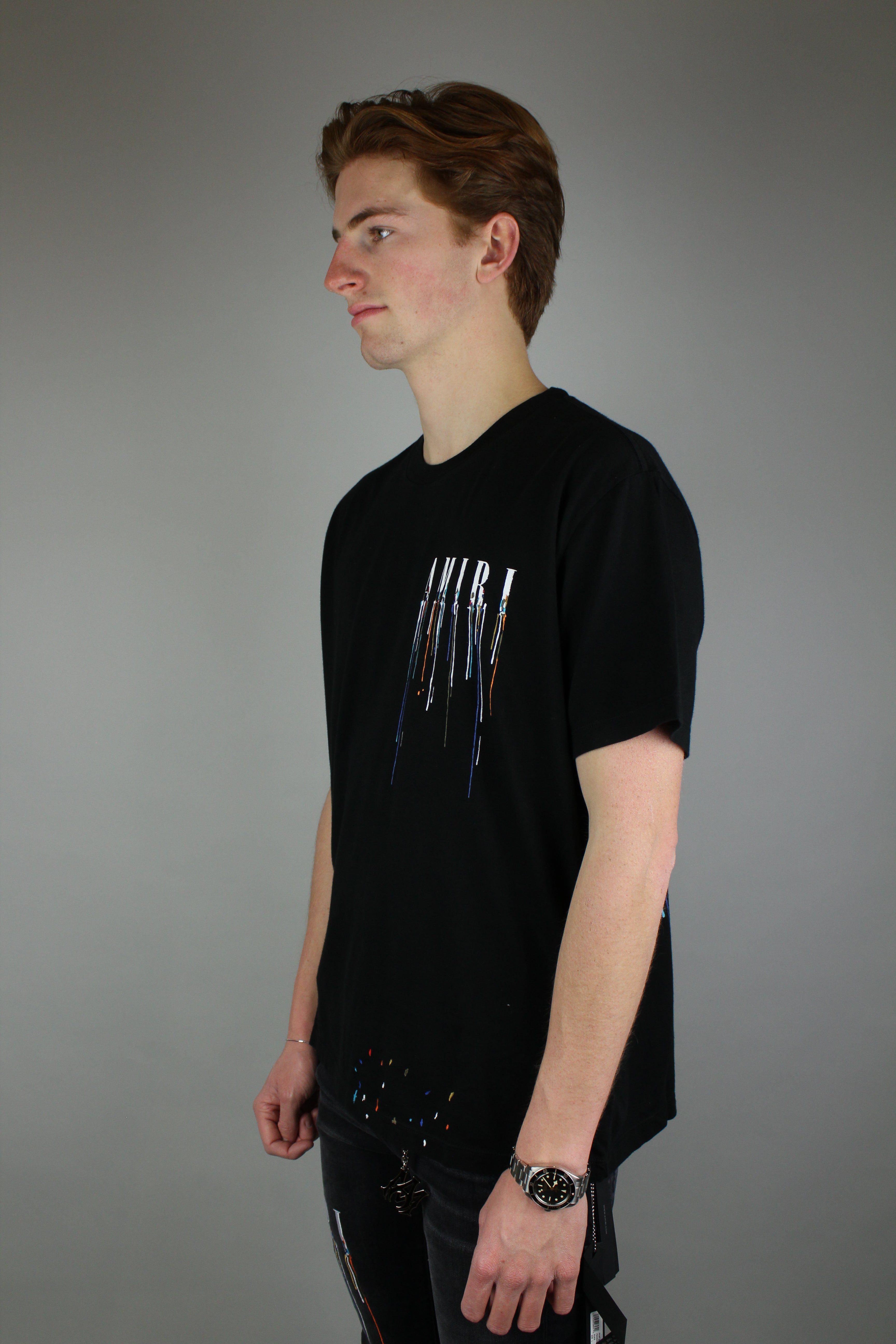 Amiri Paint Drip Core Logo T-shirt 'Black'-9643393712458-The Attic