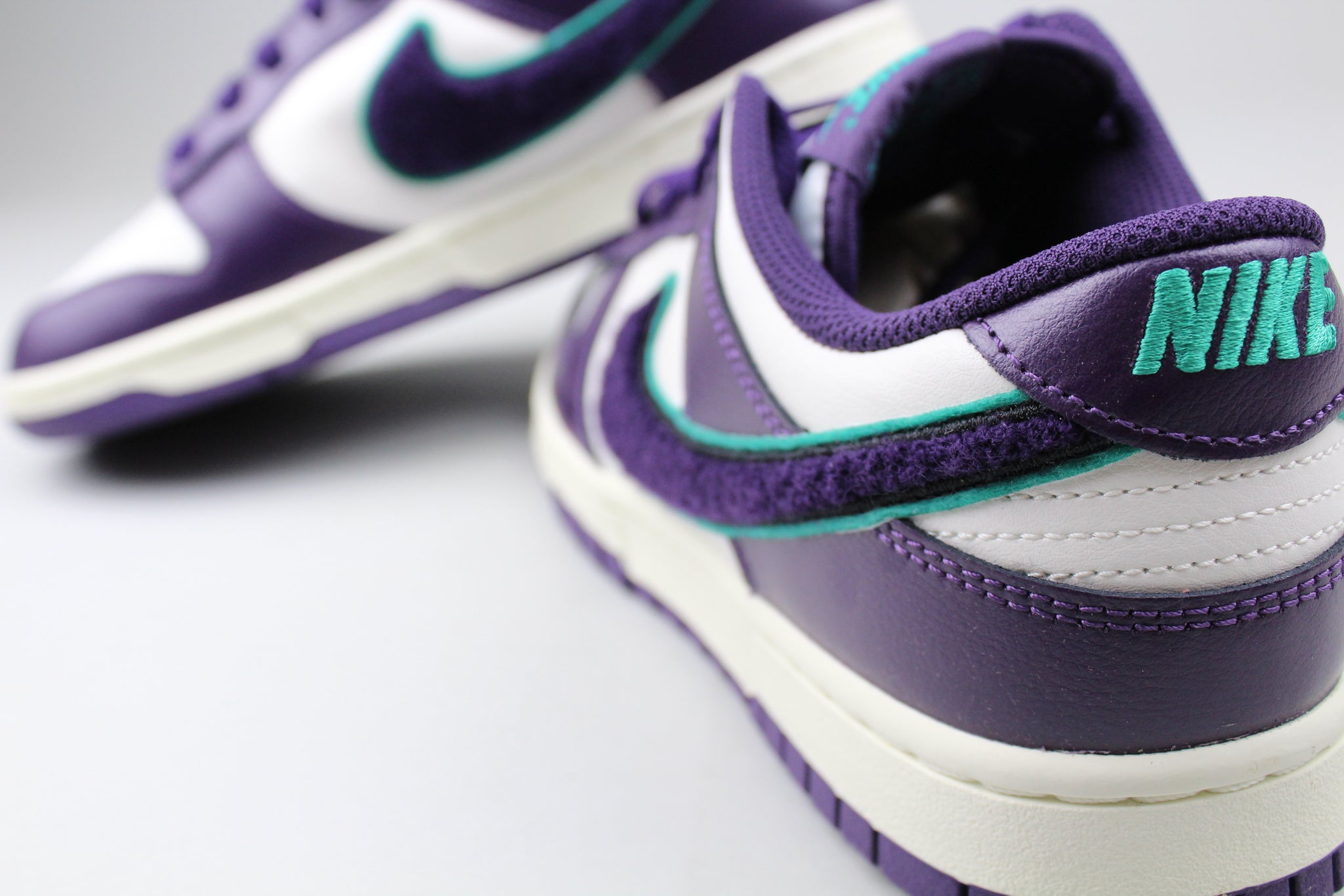 nike dunk chenille swoosh purple
