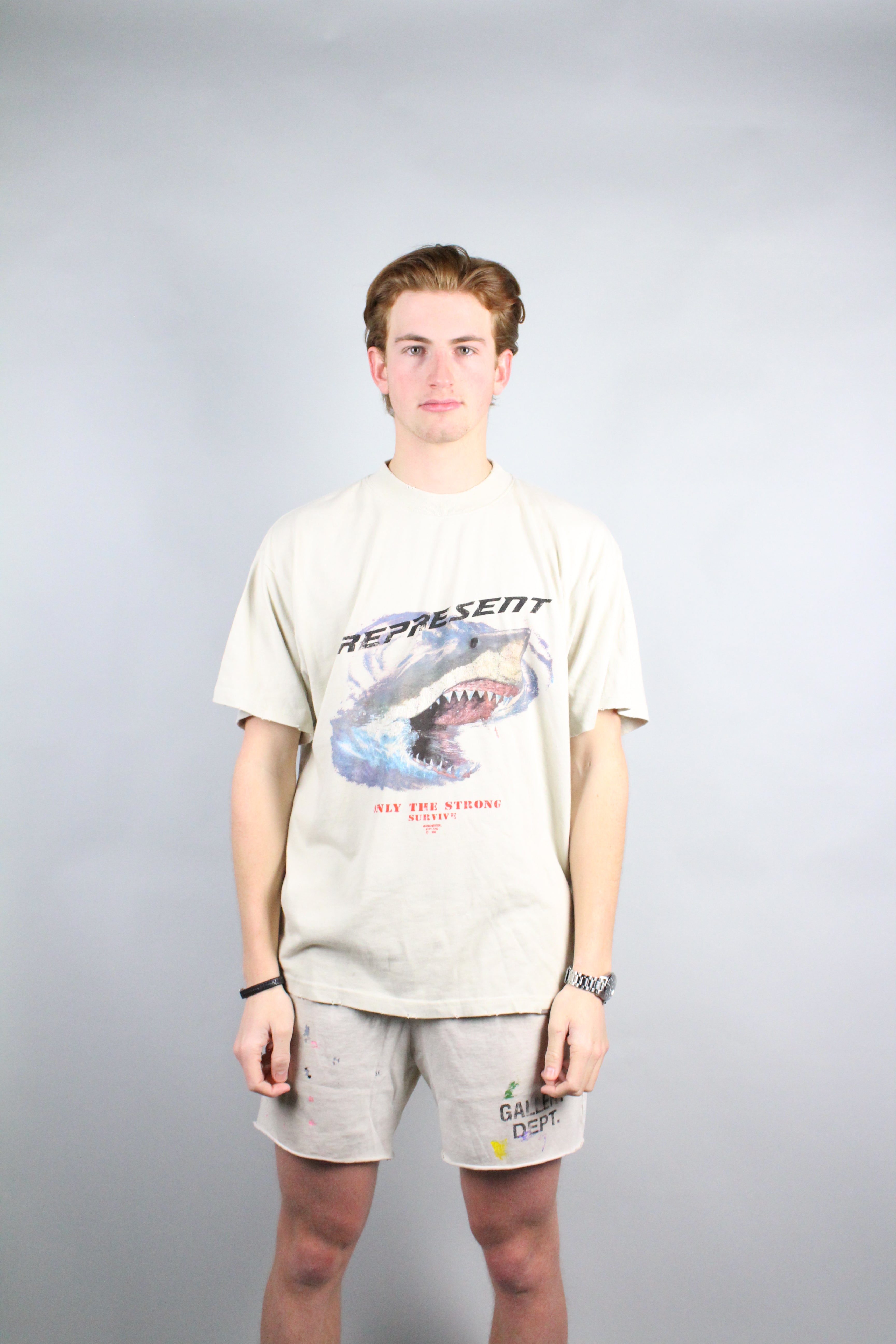 Represent Only The Strong Survive Shark T-Shirt 'Vintage White' - Large (ARCHIVE)-8614899843402-The Attic