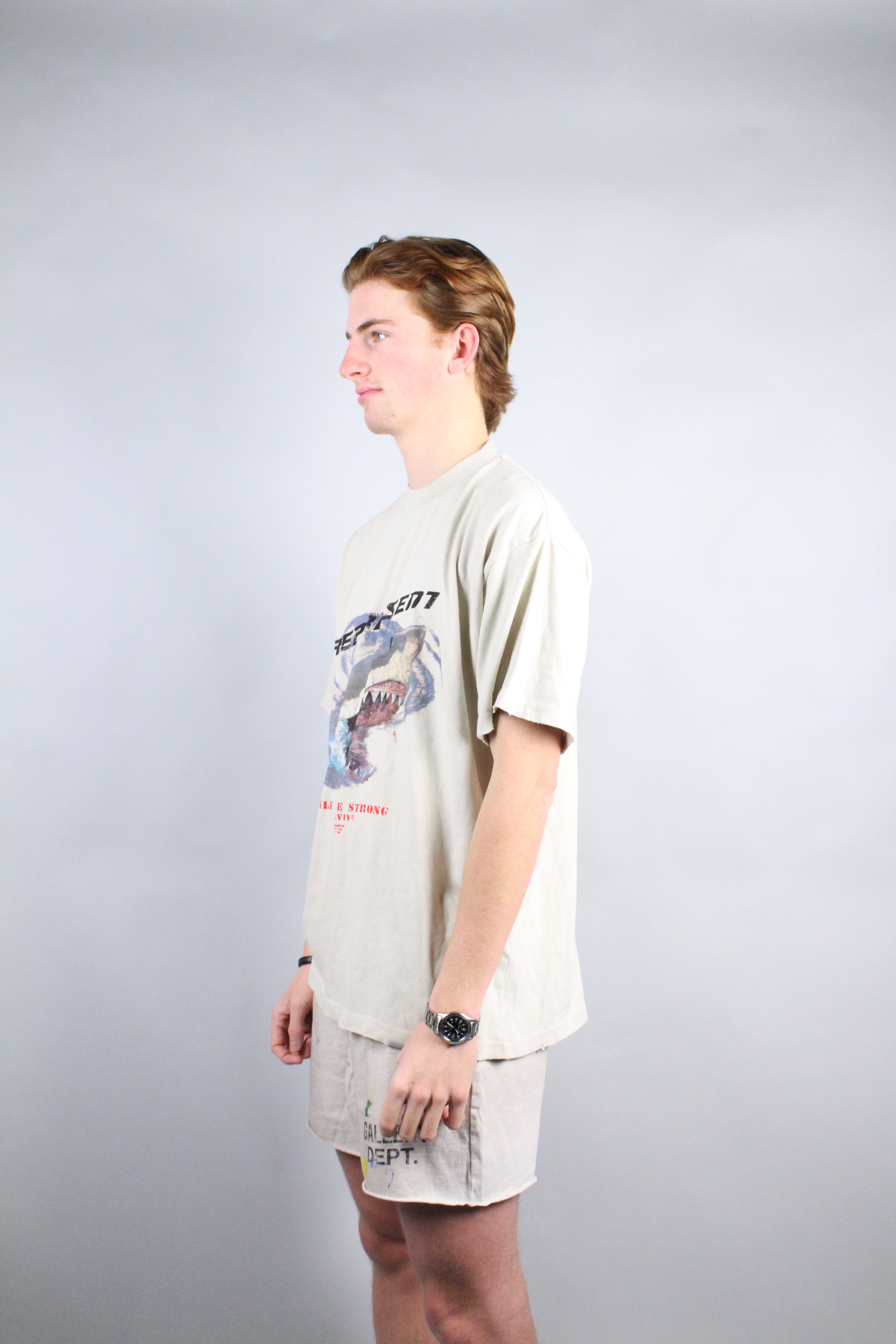 Represent Only The Strong Survive Shark T-Shirt 'Vintage White' - Large (ARCHIVE)-8614899843402-The Attic