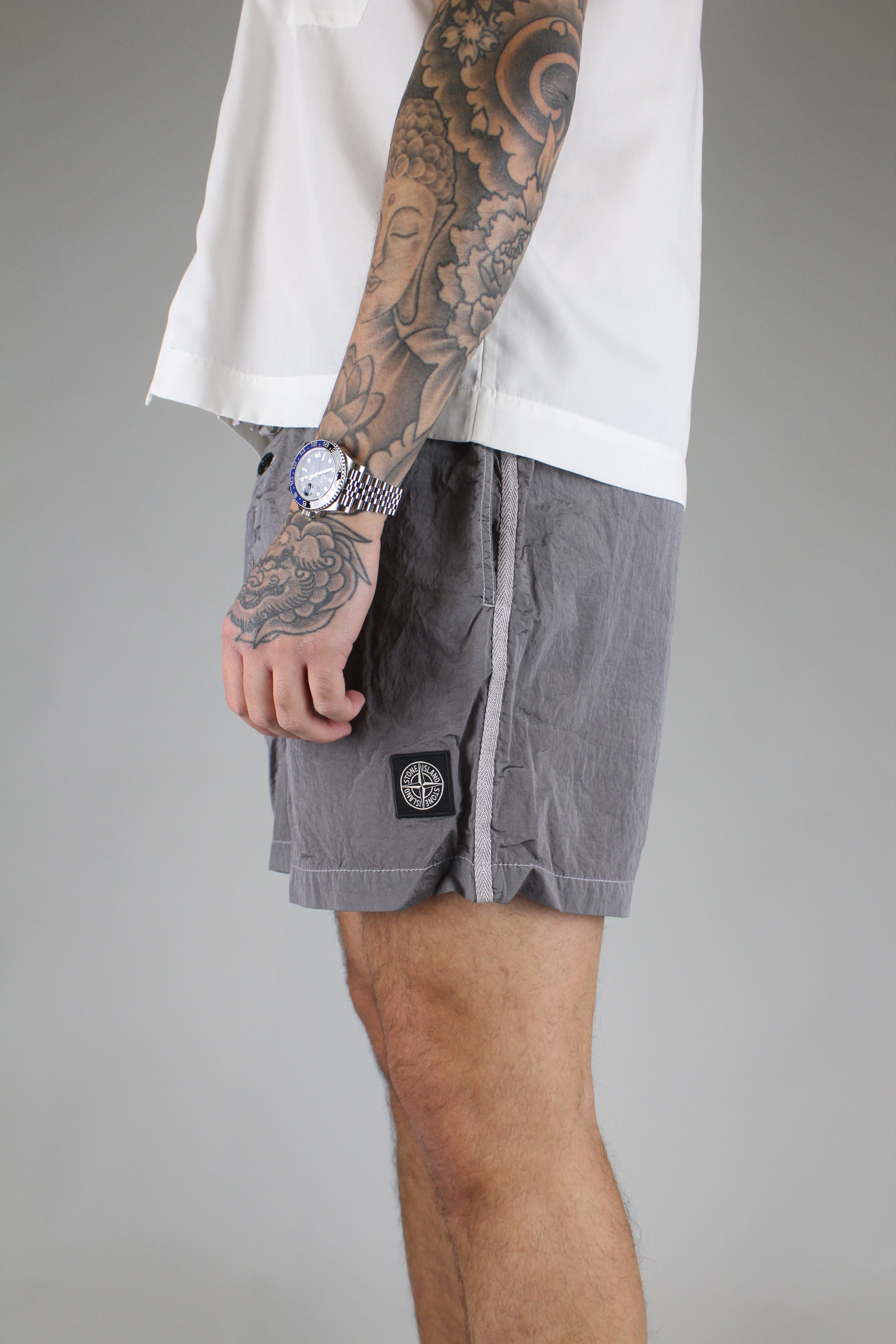 Stone Island Compass Logo Swim Shorts 'Dust'-8747857707338-The Attic
