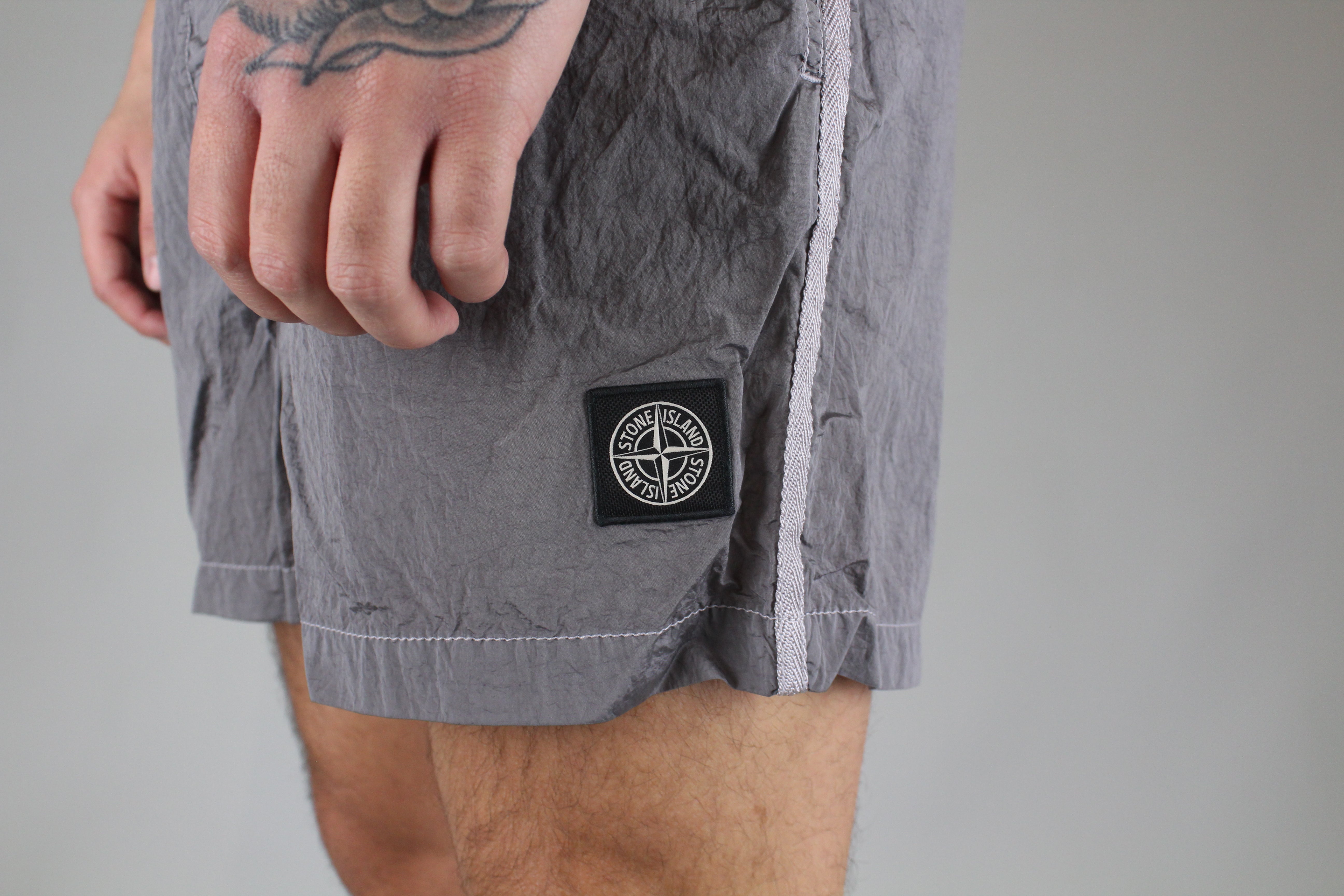 Stone Island Compass Logo Swim Shorts 'Dust'-8747857707338-The Attic