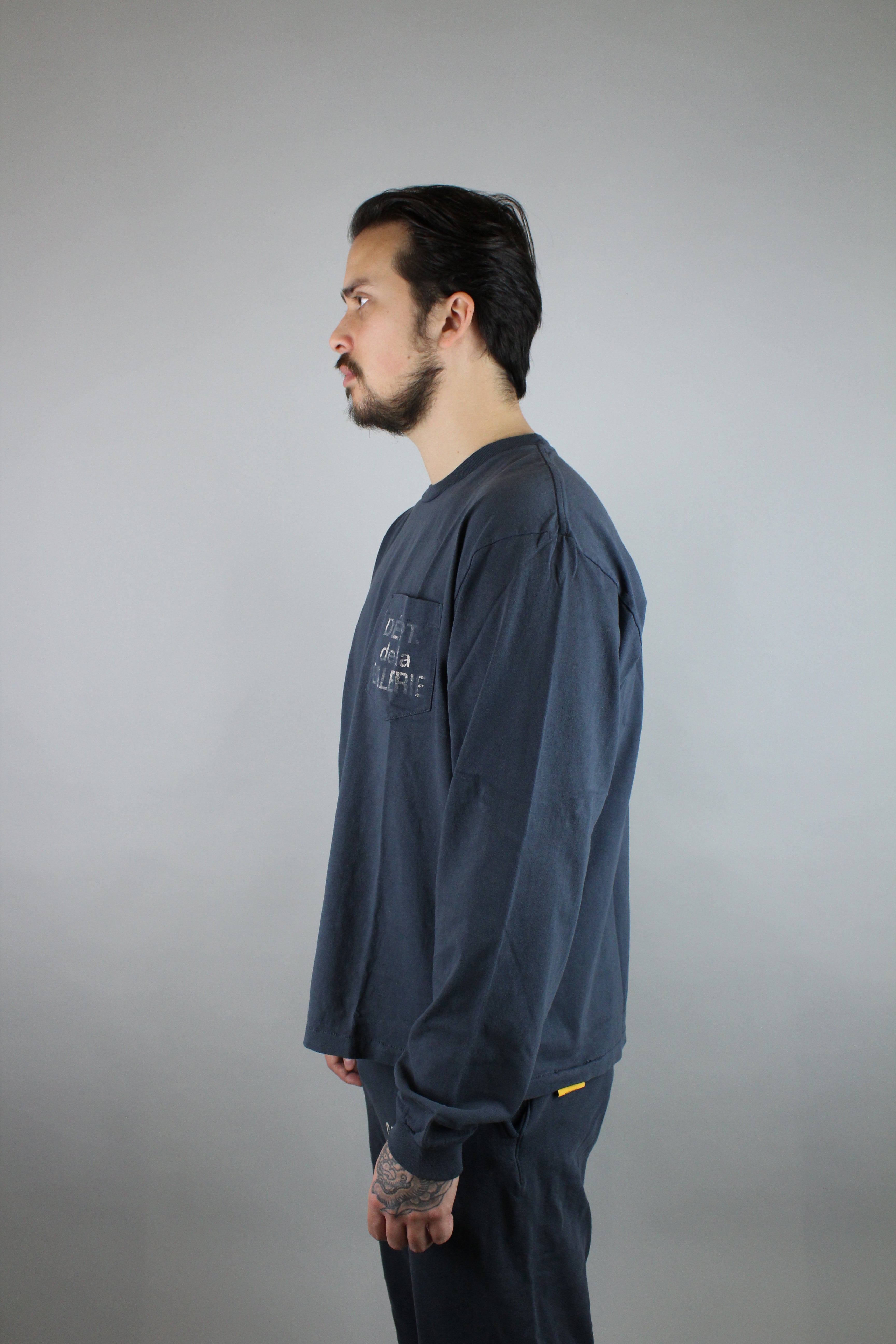 Gallery Dept. French Logo Pocket Longsleeve 'Vintage Black'-8743620641098-The Attic