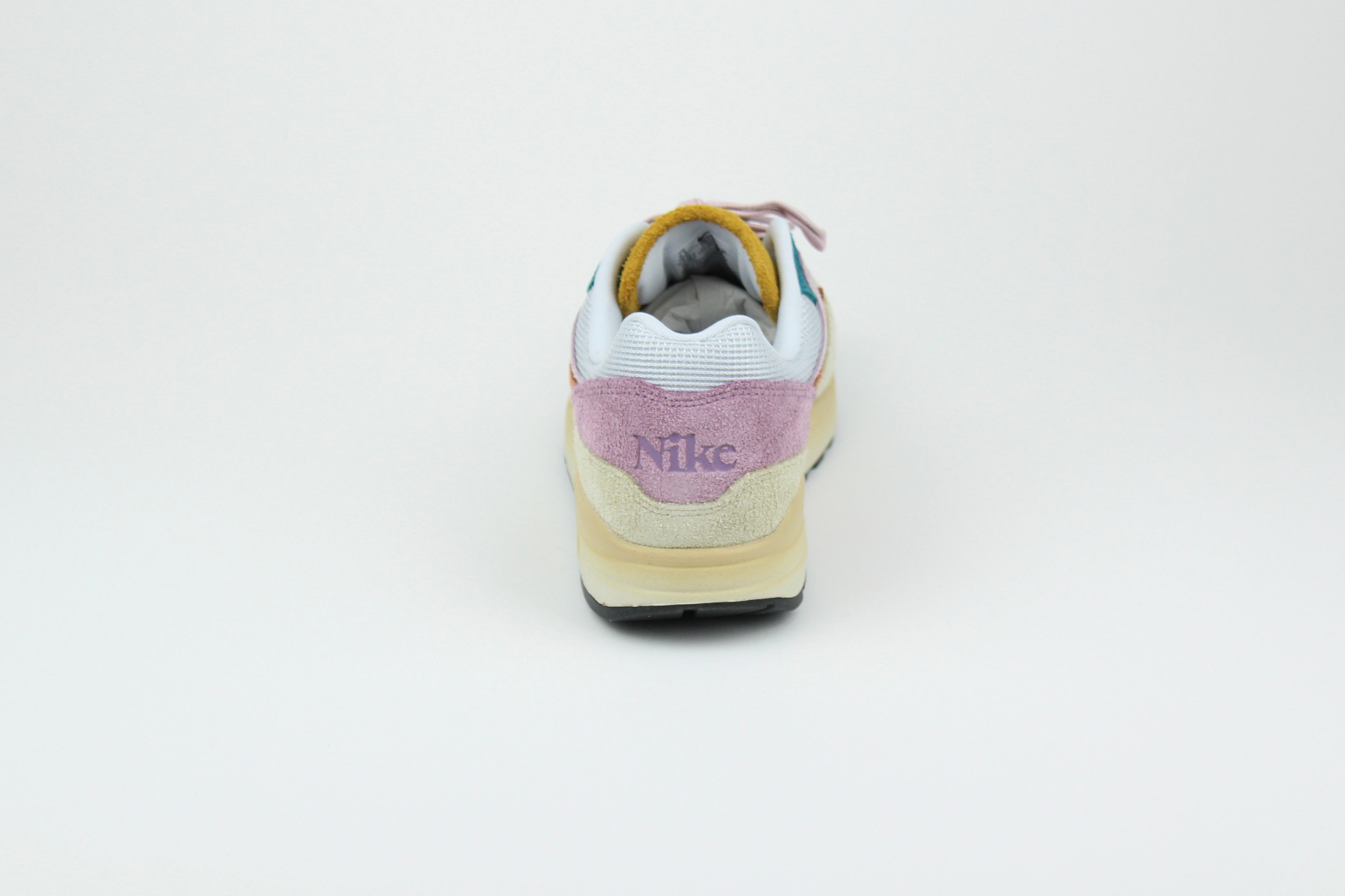 Nike Air Max 1 ’87 Premium “Tan Lines” with patchwork suede panels in Plum Fog and Burnt Sunrise. December 2023 release. Shop now!
