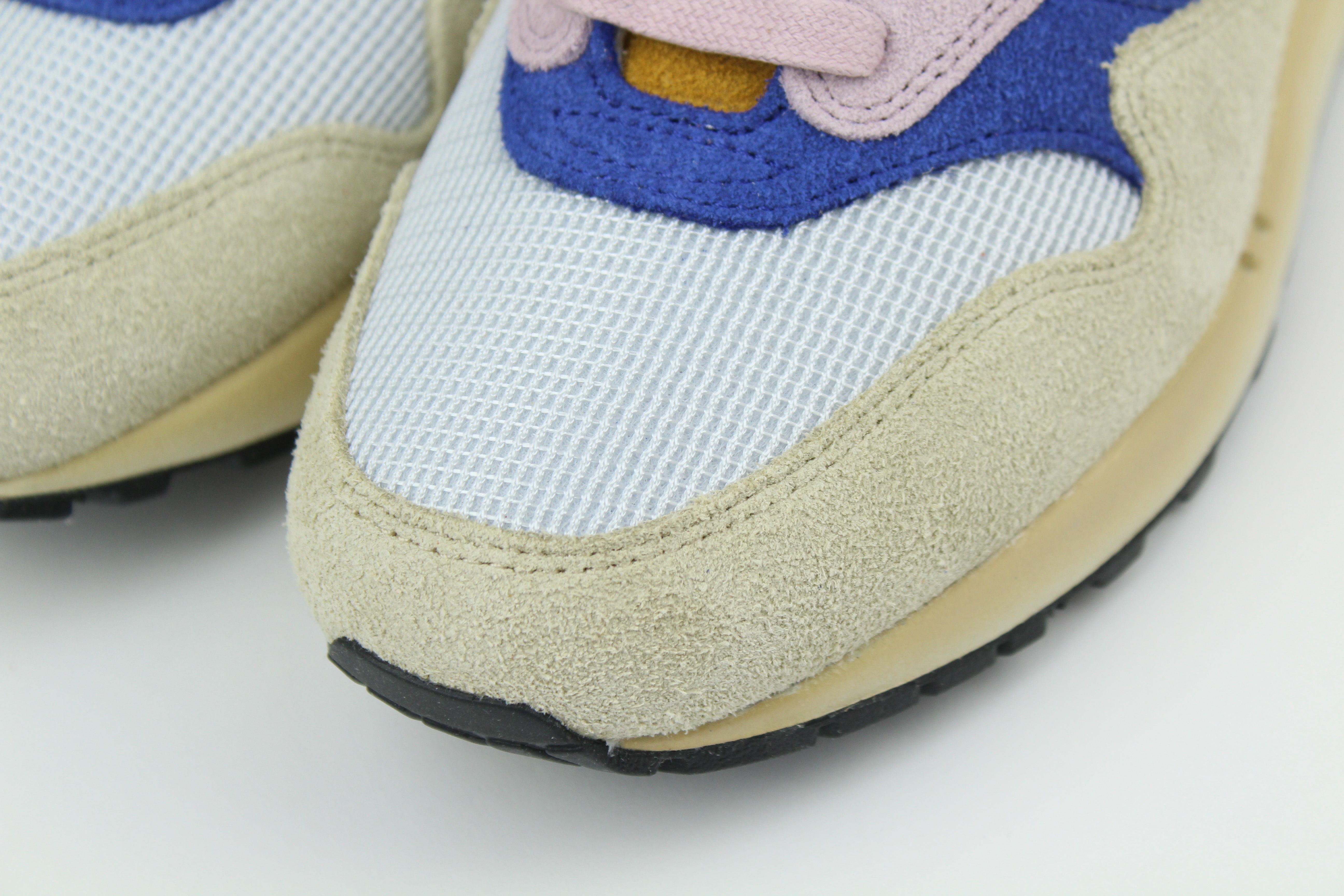Nike Air Max 1 ’87 Premium “Tan Lines” with patchwork suede panels in Plum Fog and Burnt Sunrise. December 2023 release. Shop now!
