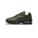 Side view of an olive-green Nike Air Max 95 sneaker with black midsole, visible air bubble unit, and Swoosh logo on the lateral panel, toe pointing left.