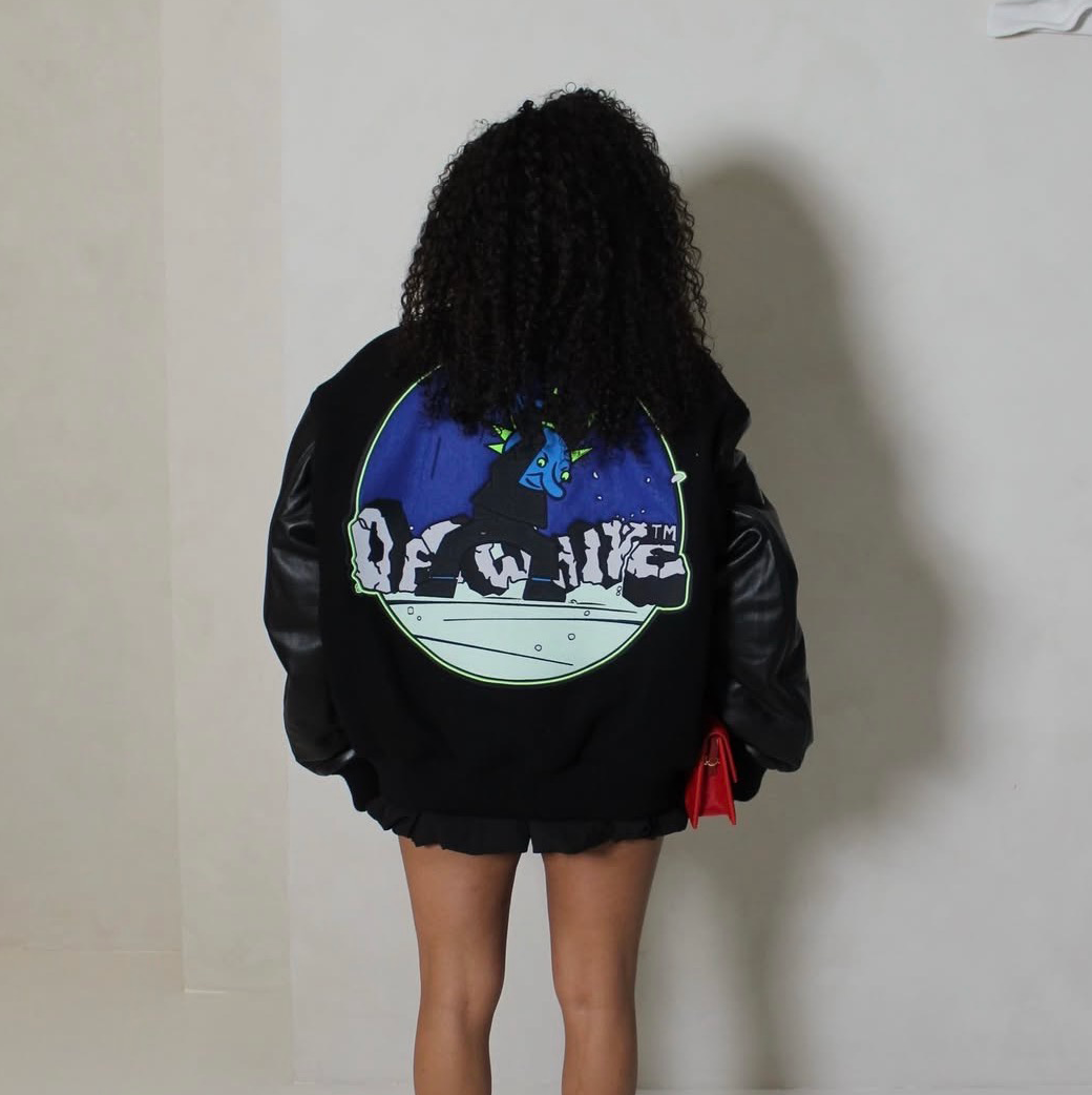 OFF-WHITE Logic Patch Varsity Jacket 'Black/Blue' - Size L (ARCHIVE)