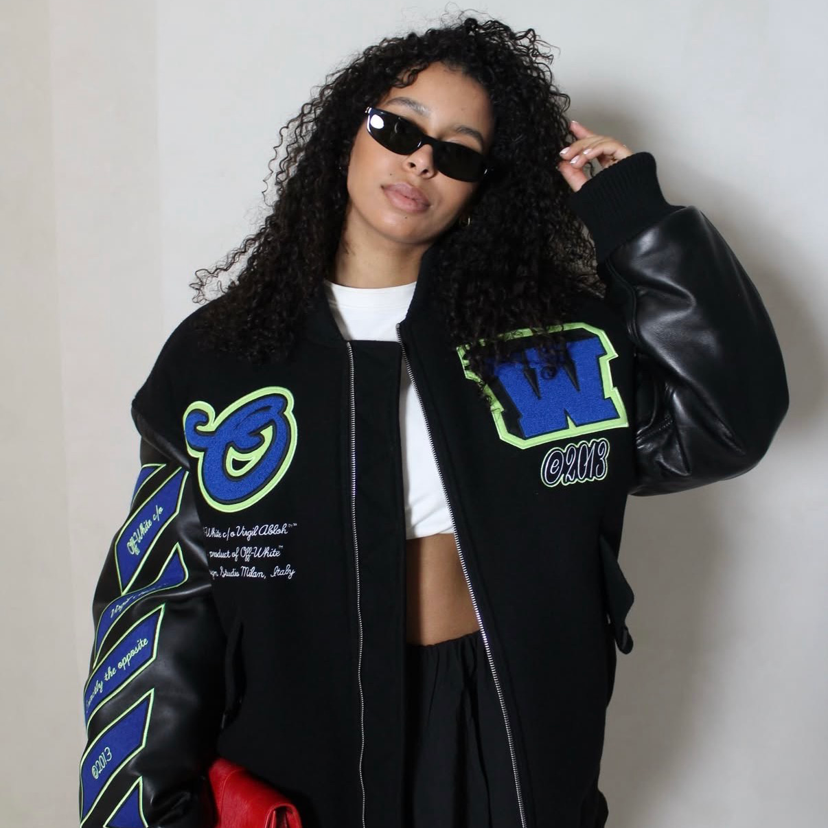 OFF-WHITE Logic Patch Varsity Jacket 'Black/Blue' - Size L (ARCHIVE)