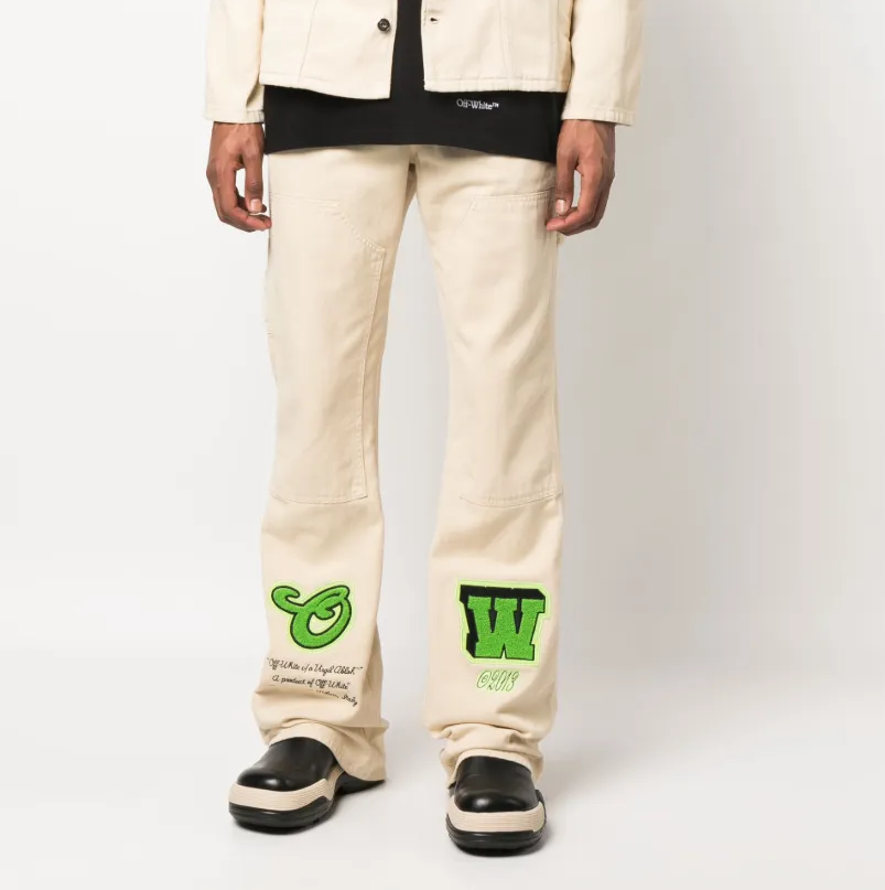 Off-White Straight Leg Varsity Hammer Flare Denim Jeans 'White/Green'