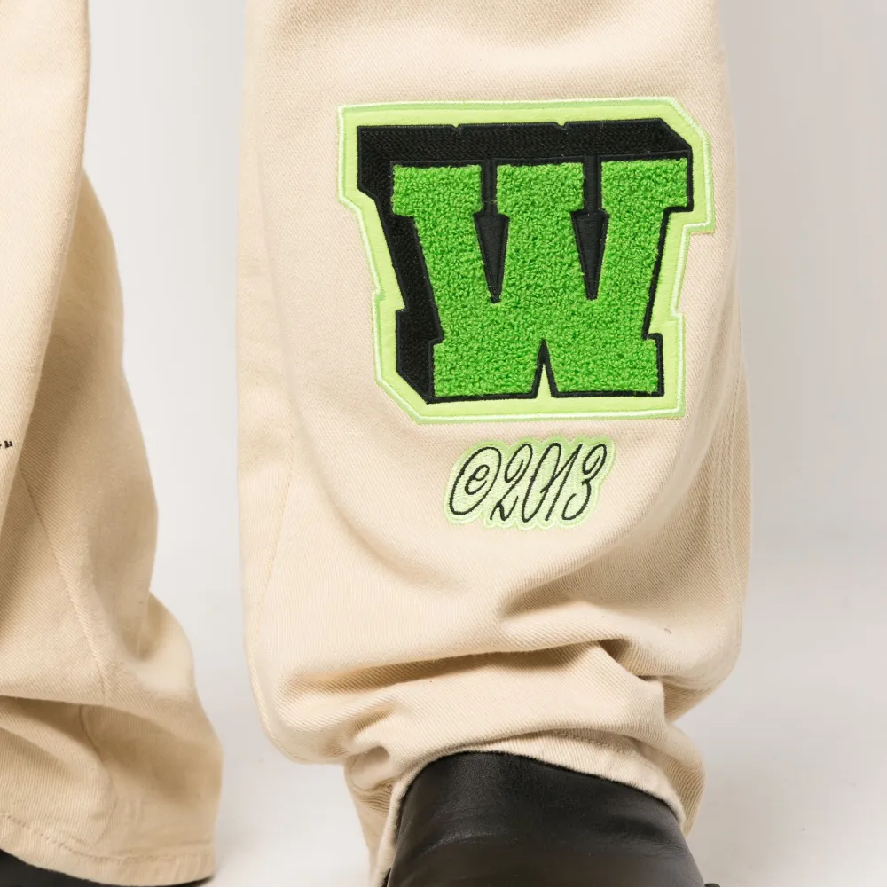 Off-White Straight Leg Varsity Hammer Flare Denim Jeans 'White/Green'