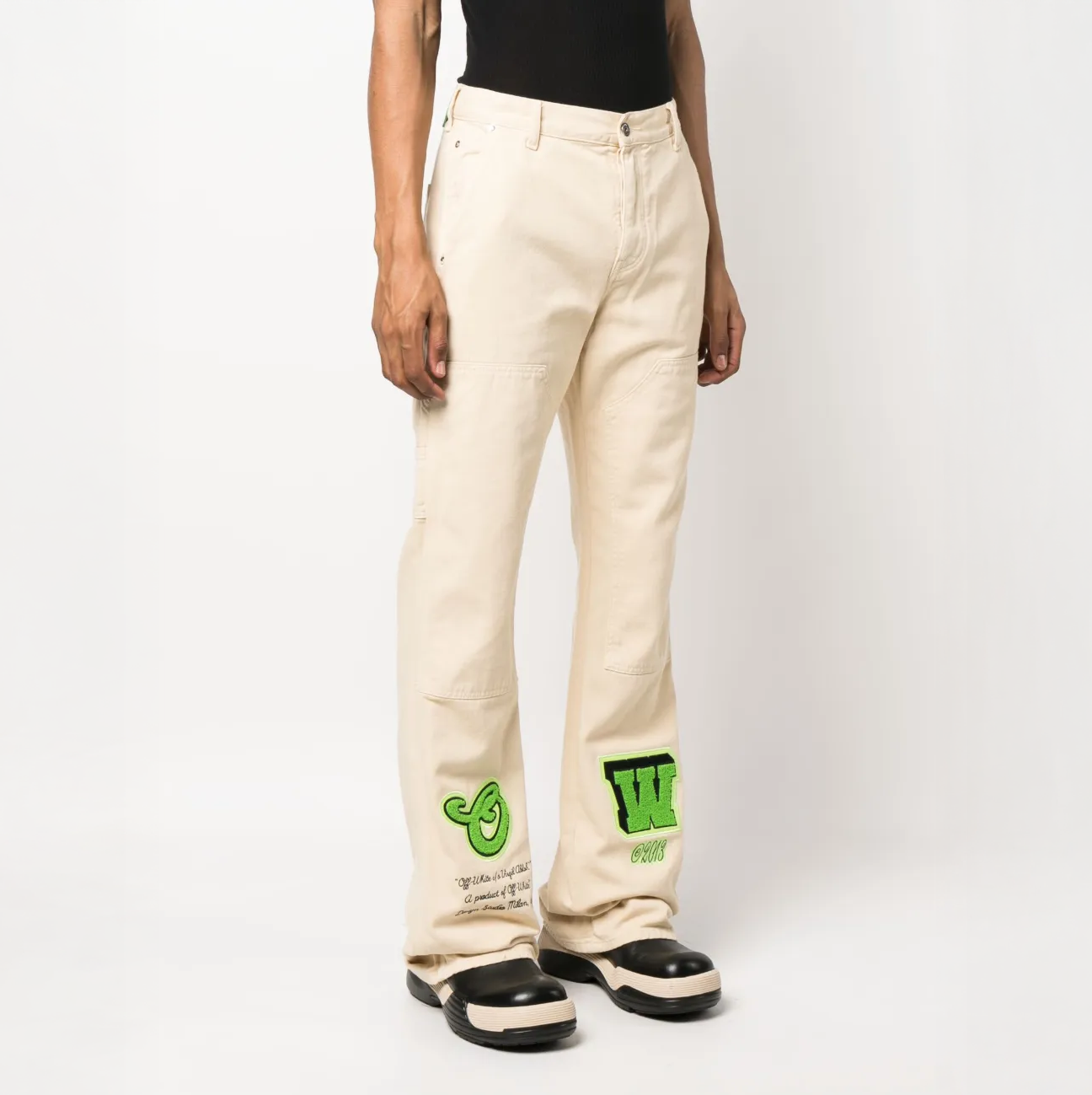 Off-White Straight Leg Varsity Hammer Flare Denim Jeans 'White/Green'