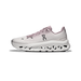 Lateral view of a mauve and white On Running Cloudtilt sneaker with a cutout CloudTec Phase midsole and black speckled accents