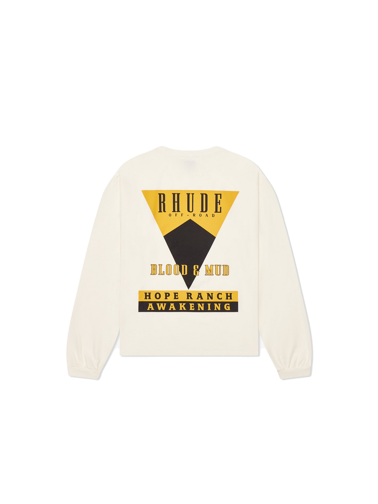 Rhude Blood And Mud Long Sleeve Tee 'White'-9348775182666-The Attic