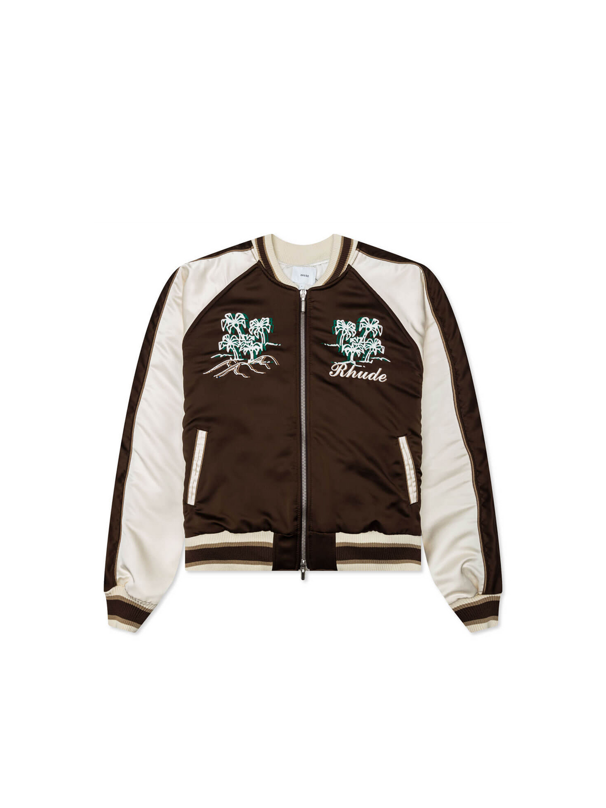 Rhude Souvenir Varsity Bomber Jacket 'Brown/White'-9363677413706-The Attic