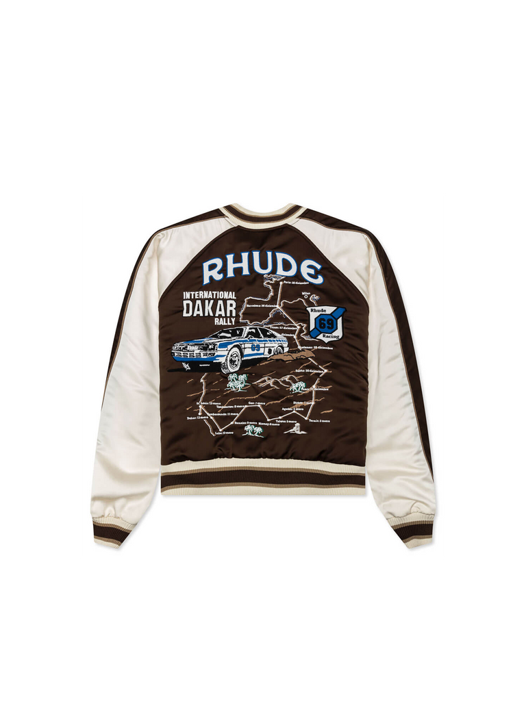 Rhude Souvenir Varsity Bomber Jacket 'Brown/White'-9363677413706-The Attic