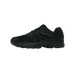 Side view of a black Saucony ProGrid Omni 9 running shoe with toe pointing left, showing mesh upper, layered overlays, and chunky midsole with visible Omni 9 branding