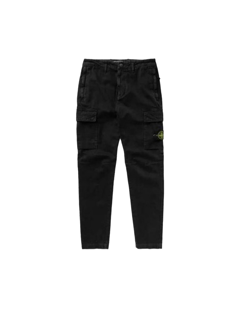 Stone Island Logo-Patch Tapered Trousers 'Black'-9540396056906-The Attic