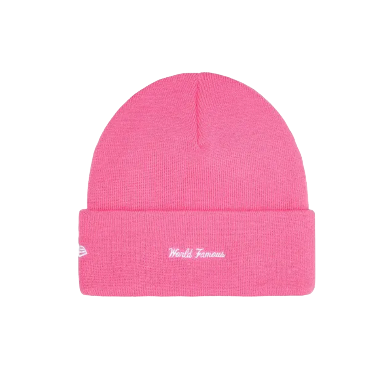 supreme new era box logo beanie magenta premium knit streetwear beanie with red box logo at The Attic
