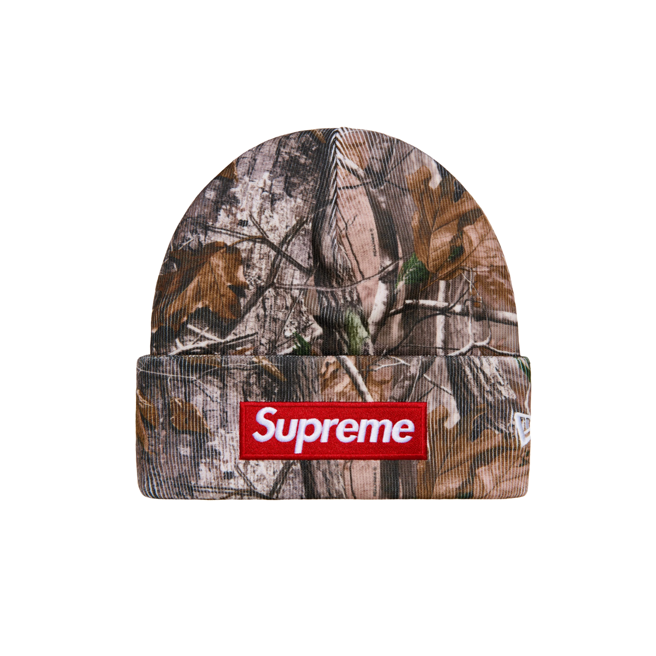 supreme new era box logo beanie realtree ap camo – premium knit streetwear beanie with iconic box logo at The Attic