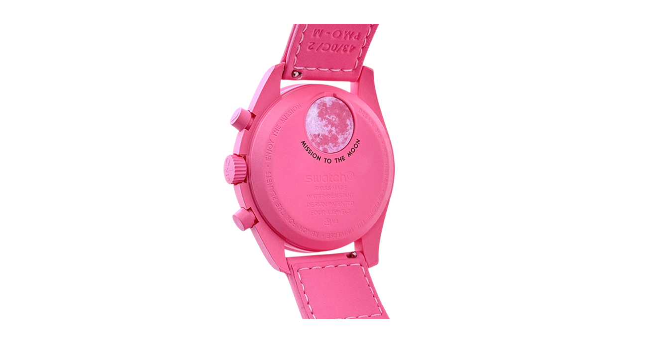 swatch omega bioceramic moonswatch mission to earthphase moonshine gold cold moon pink gold watch quartz chronograph collectible at The Attic