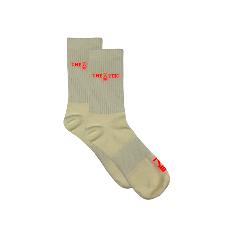 The Attic Essential Socks 'Bright Orange/Cream'