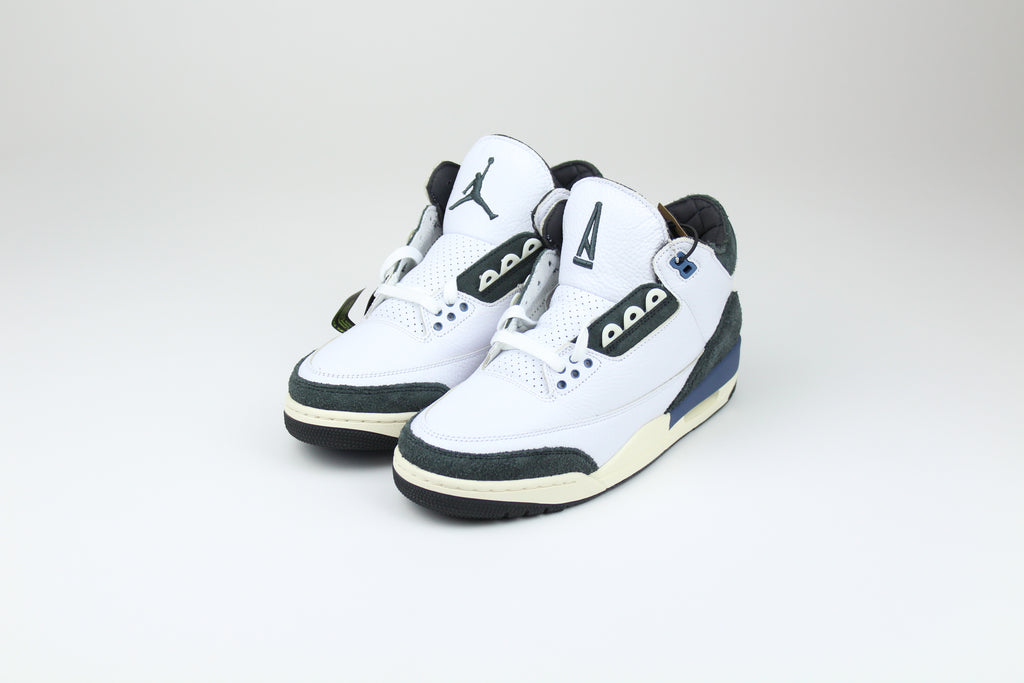 A Ma Maniére x Air Jordan 3 'For The Love' – exclusive collaboration sneakers featuring premium materials, intricate design details, and a unique colourway, ideal for sneaker collectors and streetwear enthusiasts.