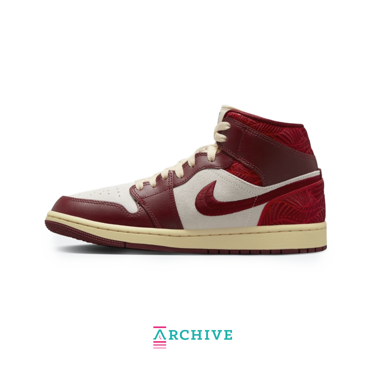 Air Jordan 1 Mid SE Tiki Leaf sneaker with tropical leaf graphics and premium leather upper