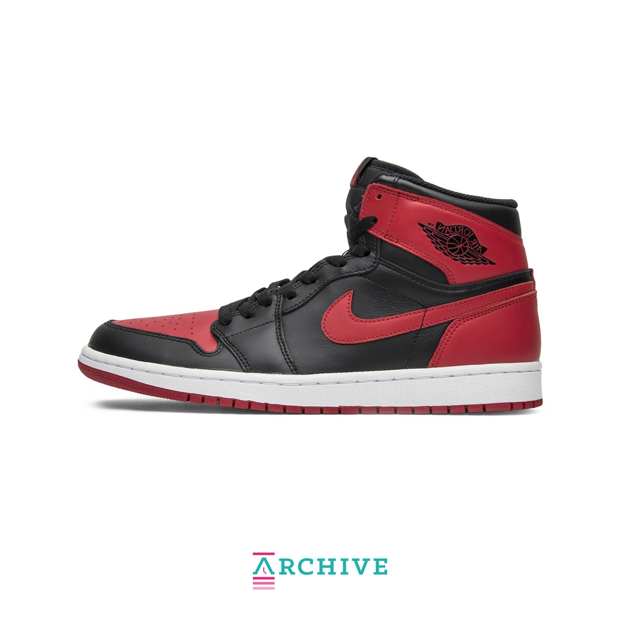 Air Jordan 1 Retro Bred 2013 with black and varsity red leather upper, high-top silhouette, side view product image