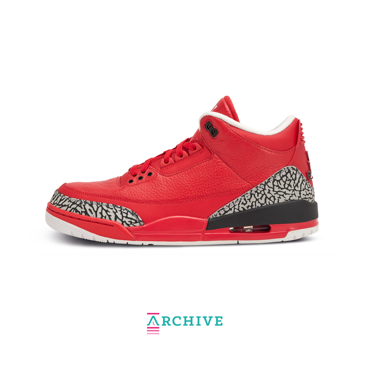 Air Jordan 3 Retro DJ Khaled Grateful Red with bright red leather upper and elephant print overlays