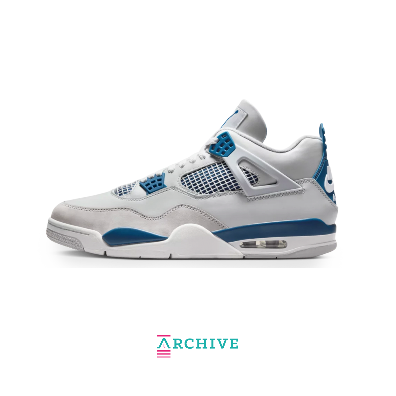 Air Jordan 4 OG Military Blue GS with white leather upper and blue accents