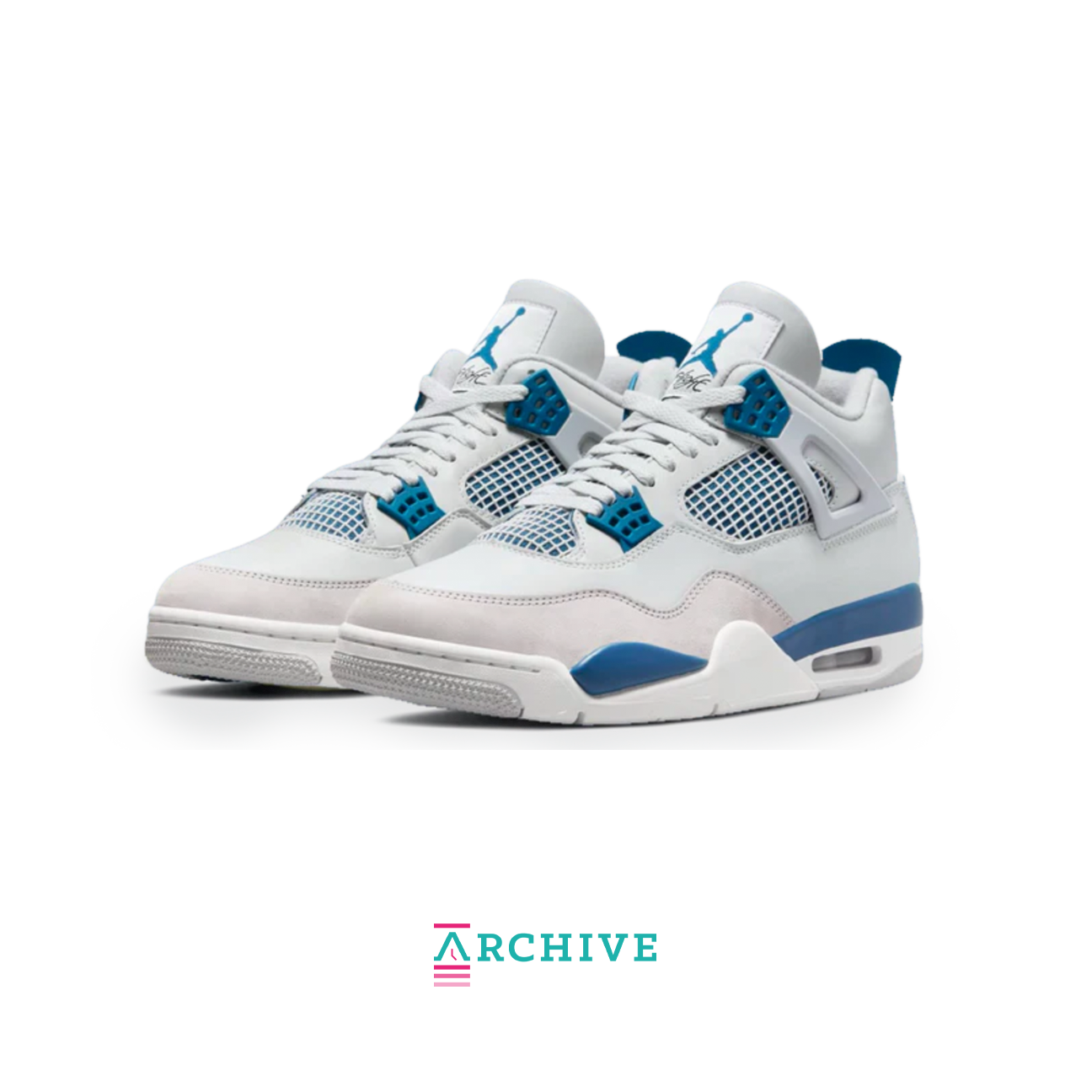 Air Jordan 4 OG Military Blue GS with white leather upper and blue accents