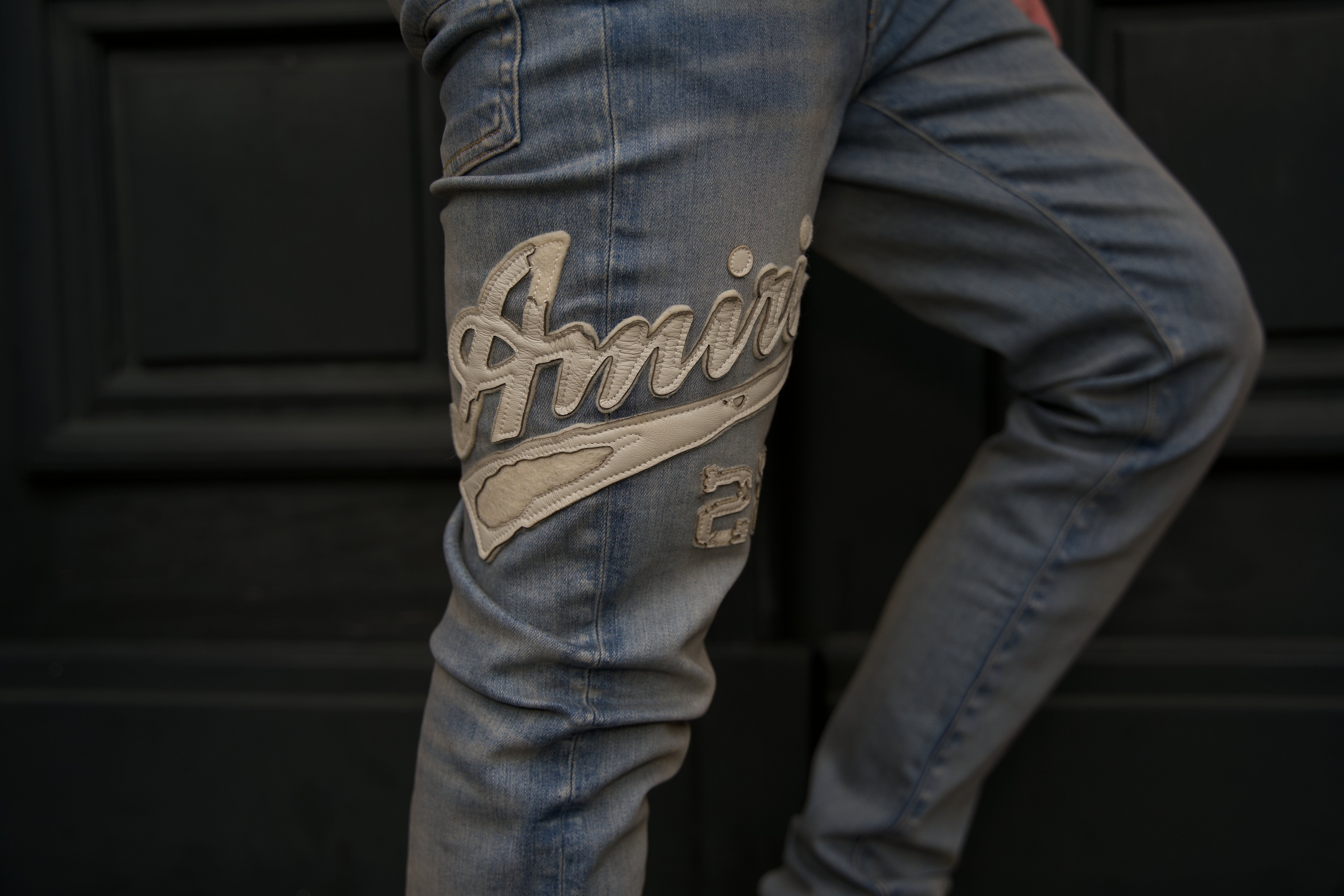 Amiri Varsity Applique Logo Jeans 'Clay Indigo'-9644377702730-The Attic