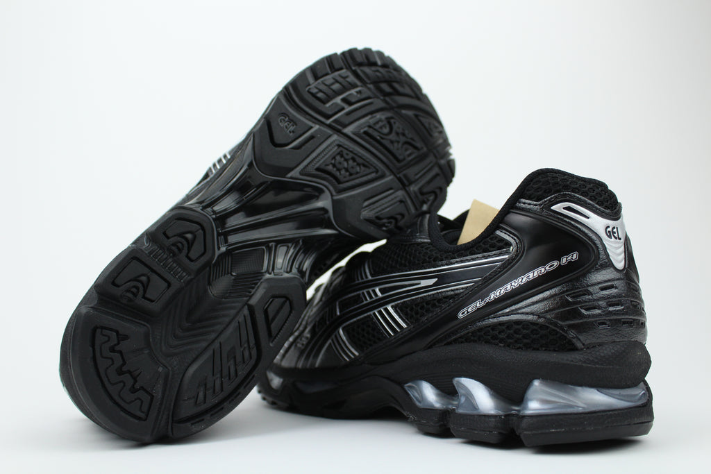 ASICS GEL-KAYANO 14 'Black Pure Silver' – high-performance running shoes with a sleek black and silver design, GEL cushioning for maximum comfort, and durable construction, ideal for athletes and casual wear.