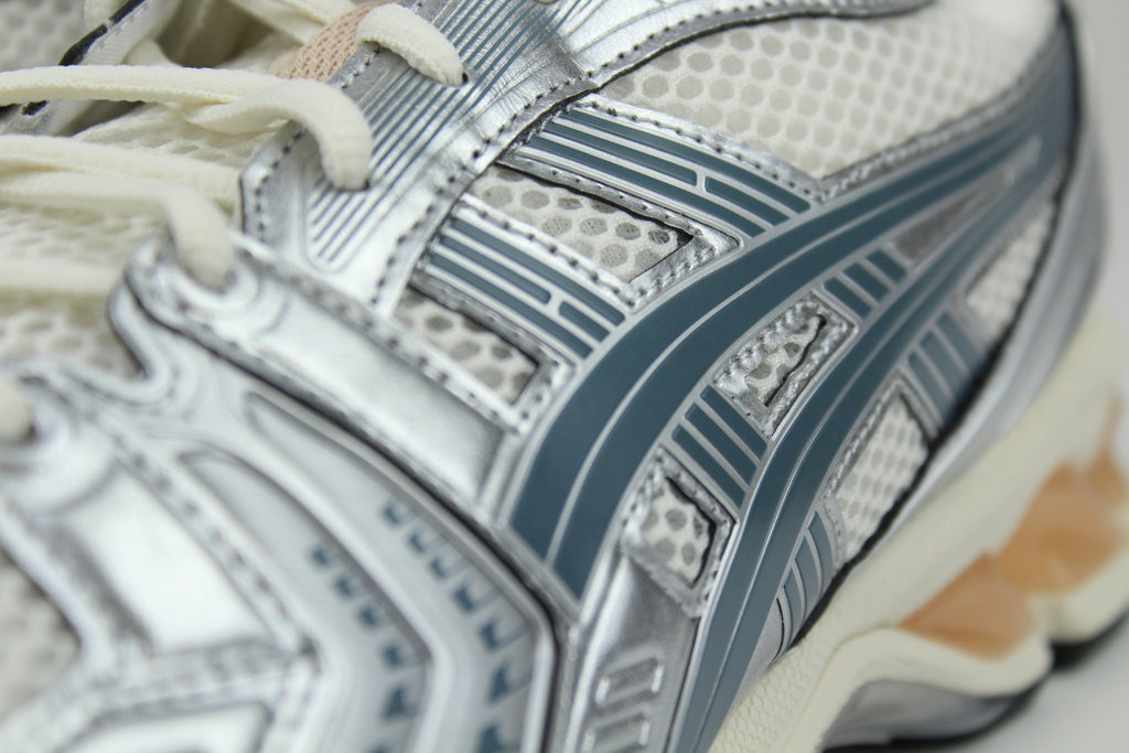 ASICS Gel-Kayano 14 Cream & Ironclad – Vintage Running Sneakers, Mesh and Synthetic Lifestyle Trainers, Retro Performance Shoes