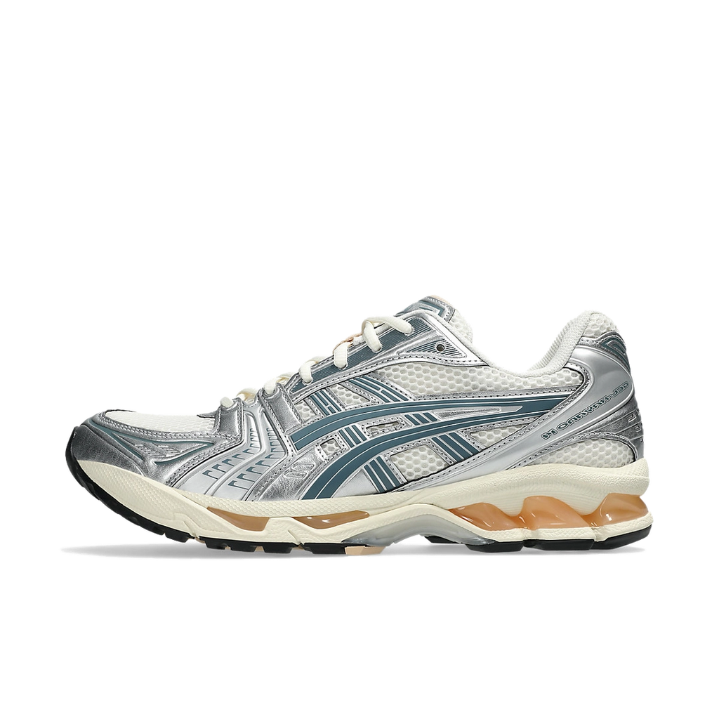 ASICS Gel-Kayano 14 Cream & Ironclad – Vintage Running Sneakers, Mesh and Synthetic Lifestyle Trainers, Retro Performance Shoes
