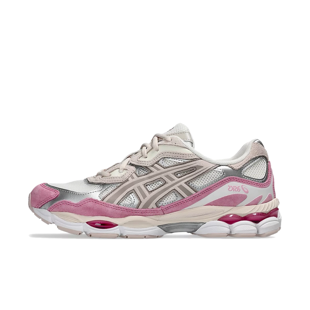 ASICS GEL-NYC sneakers in 'Strawberries & Cream' colorway, stylish running shoes with pink and cream accents, perfect for sporty and casual wear