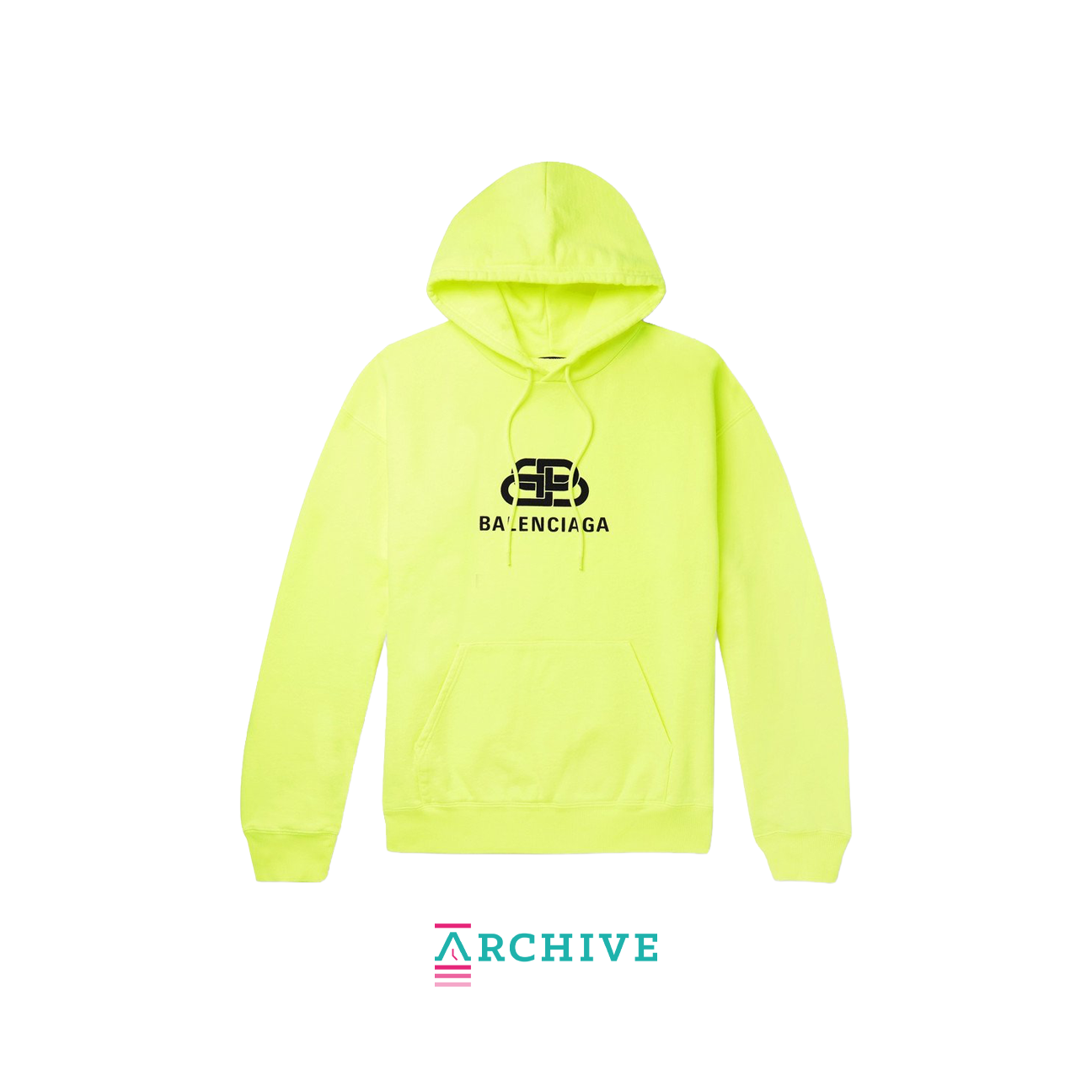 Balenciaga Neon Yellow Cotton Logo Printed Oversized Hoodie - Size XS (ARCHIVE)