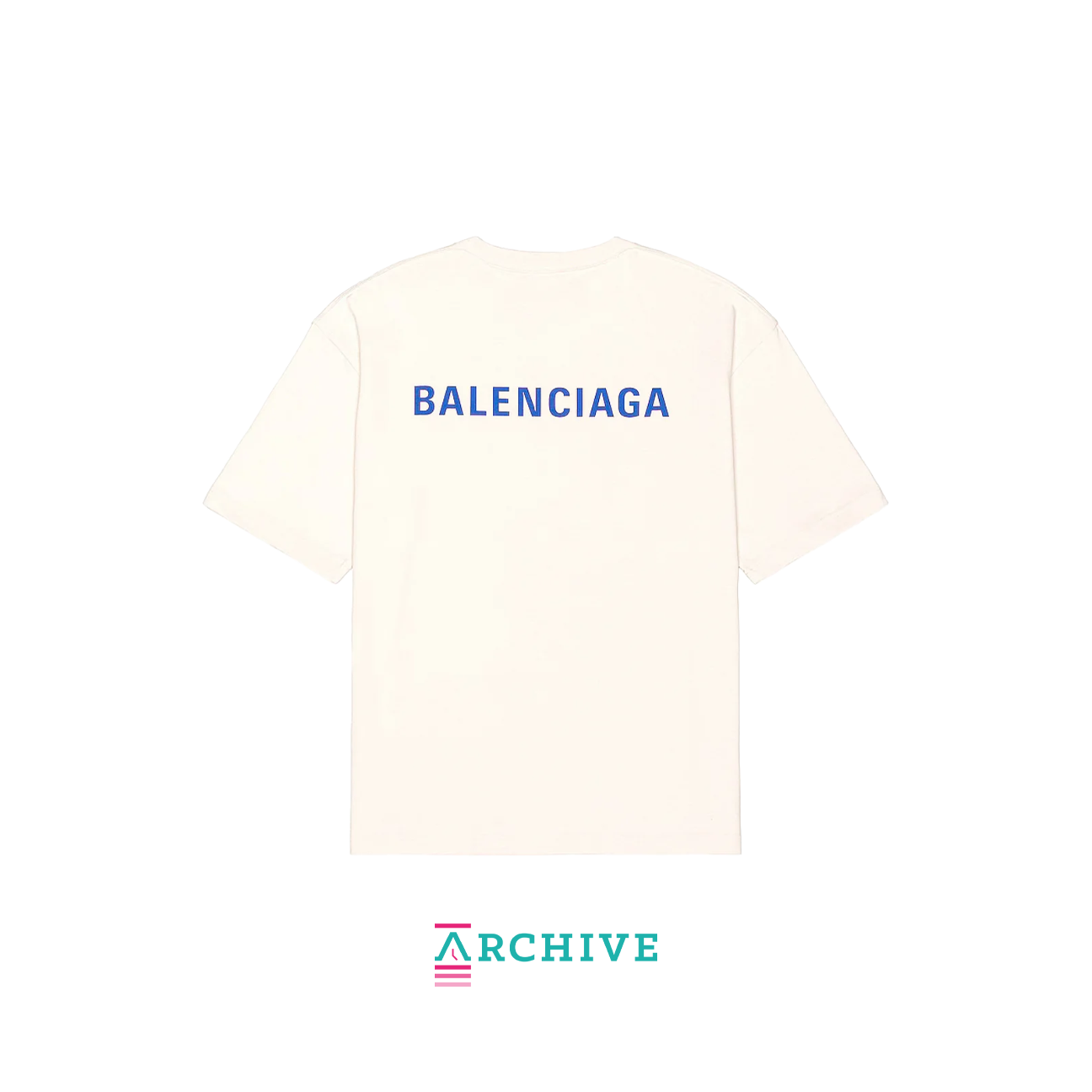 Balenciaga Short Sleeve Logo Tee 'Beige Blue' - Size XXS (ARCHIVE)