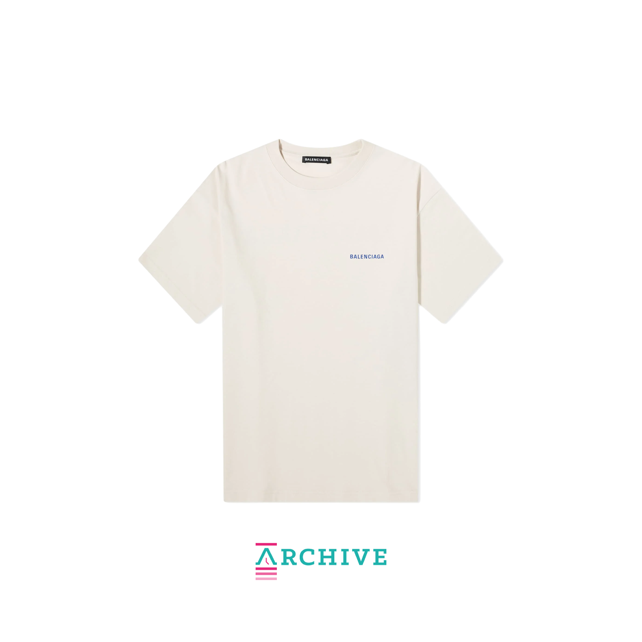 Balenciaga Short Sleeve Logo Tee 'Beige Blue' - Size XXS (ARCHIVE)