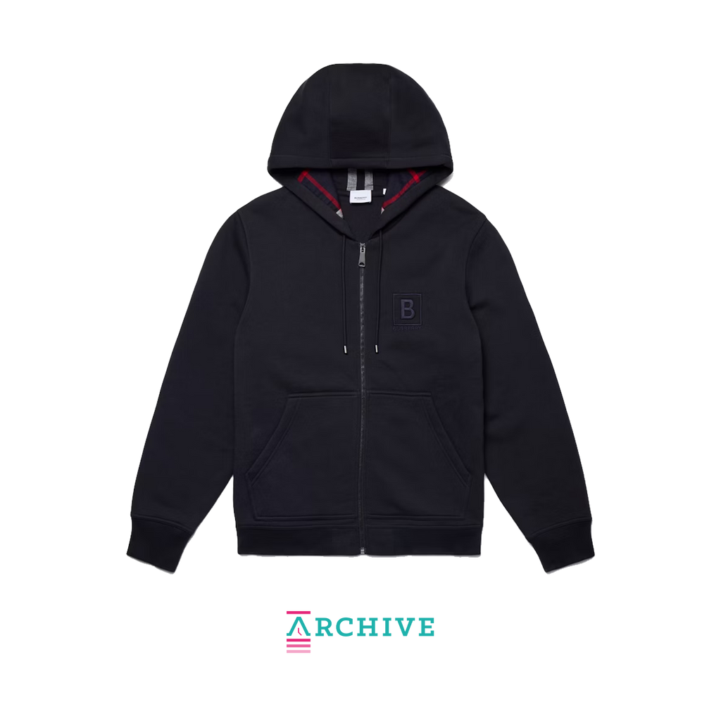 Burberry Letter Graphic Cotton Blend Zip Hoodie Navy - Size XXL (ARCHIVE)-8771983671626-The Attic