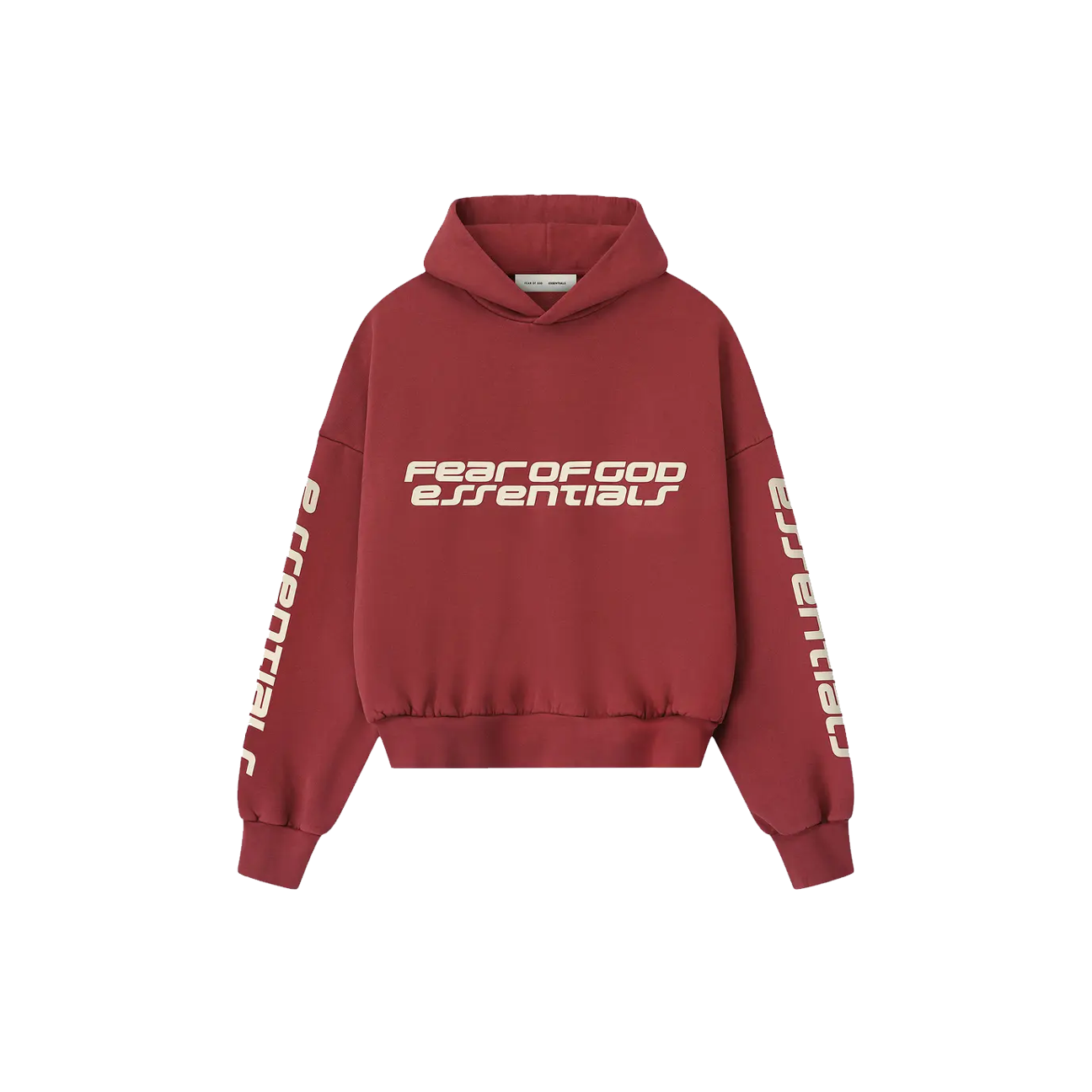 Fear of God Essentials Cropped Relaxed Hoodie 'Crimson'