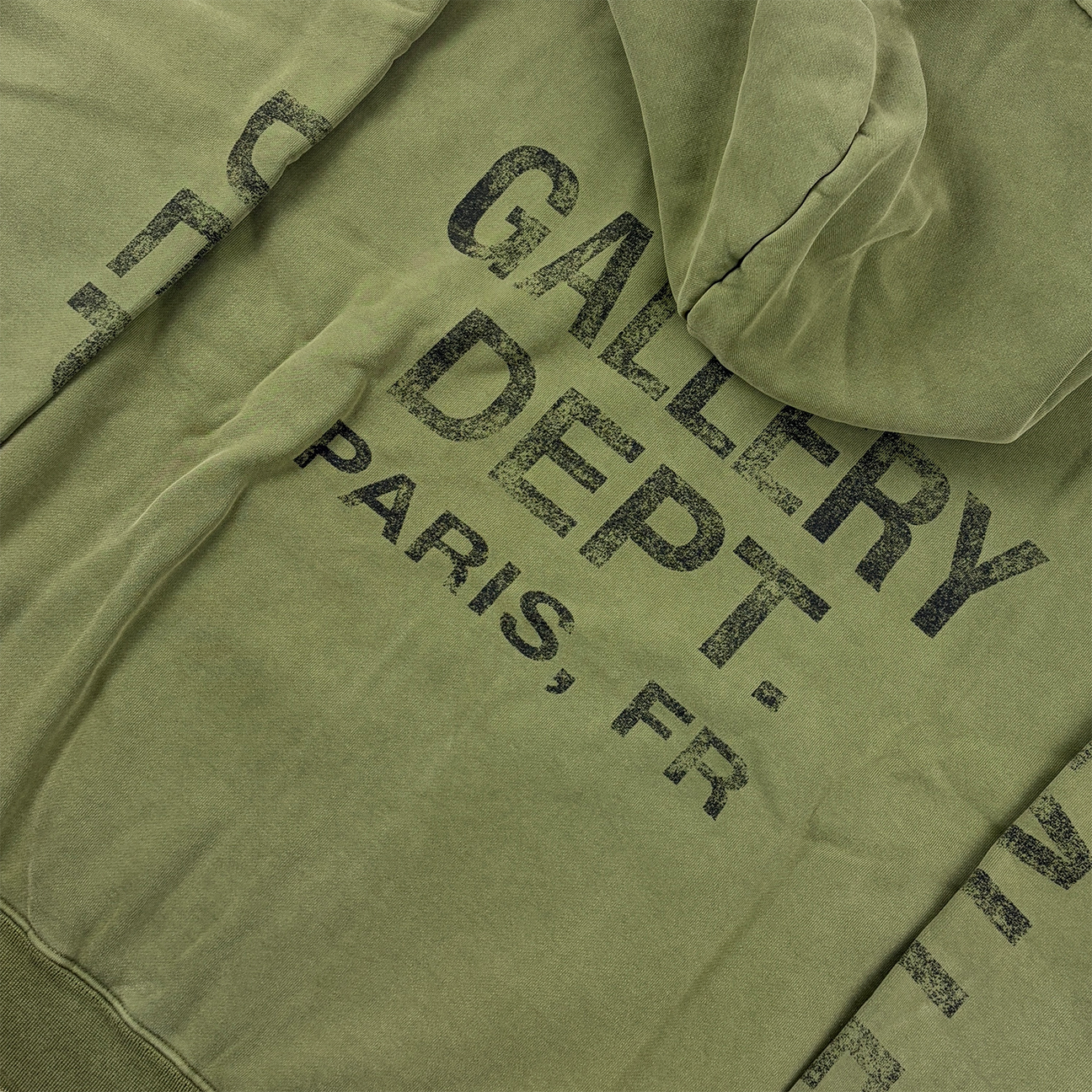 Gallery Dept. 90's Logo Zip Up Hoodie 'Olive'