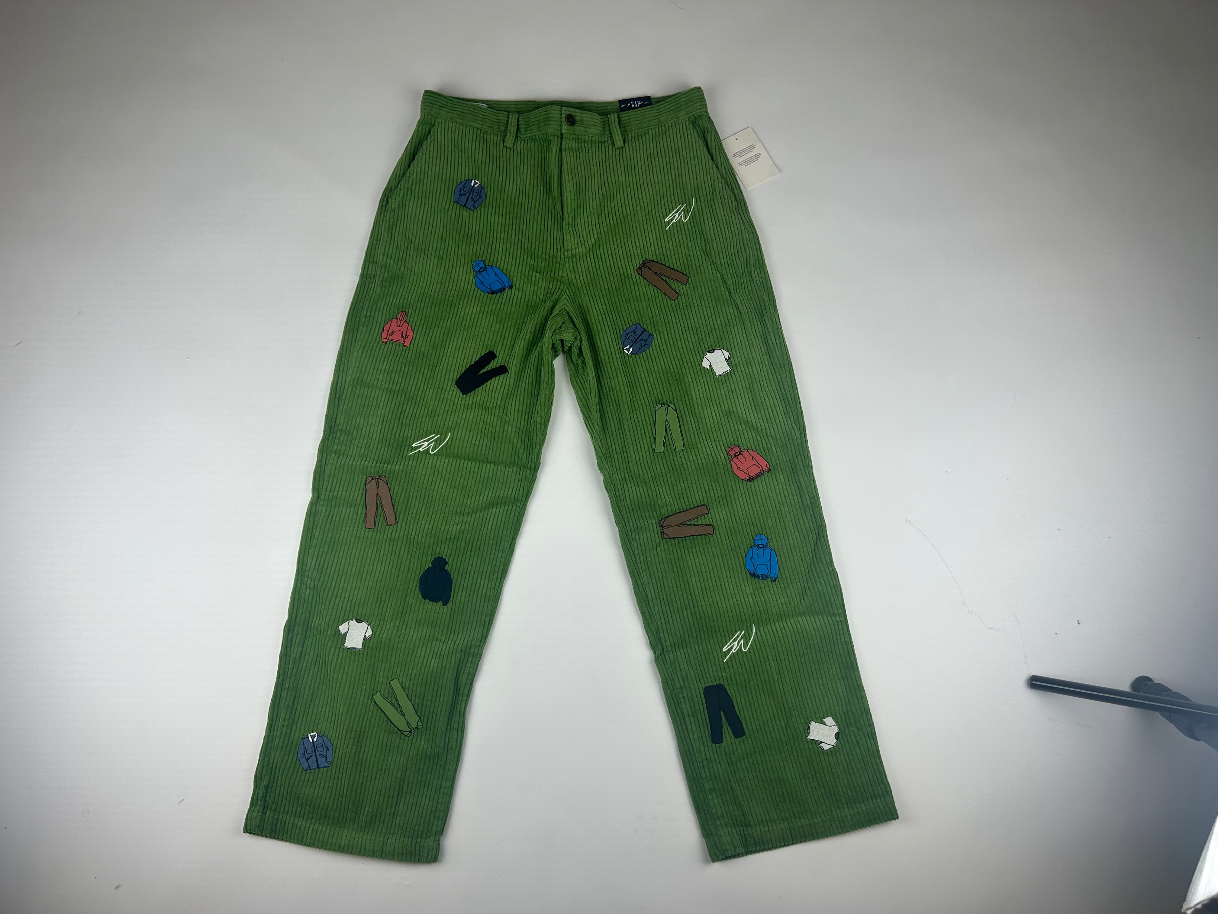 Gap Re-Issue × Sean Wotherspoon Embroidered Corduroy Relaxed 'Green' - Size 34W/32L (ARCHIVE)