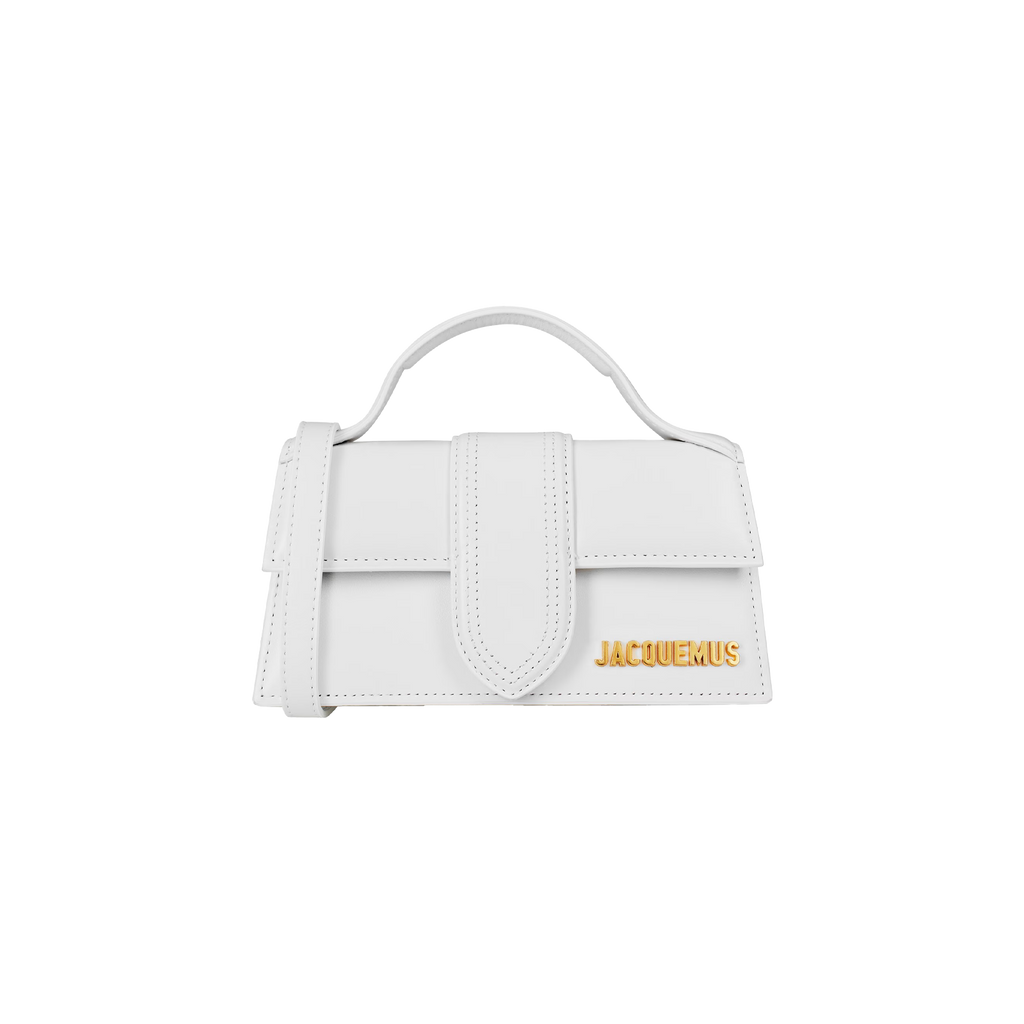 Discover the Jacquemus Le Bambino Top Handle Bag Small 'White' – a compact leather handbag with a sleek silhouette, versatile styling, and timeless minimalist elegance.